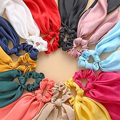 Artlift Satin Hair Scarf & Scrunchies Set for Women - 4 Pack Solid Color Elastic Hair Bands, Ponytail Holders & Headbands - Perfect for Workouts, Office, School & Everyday Styling