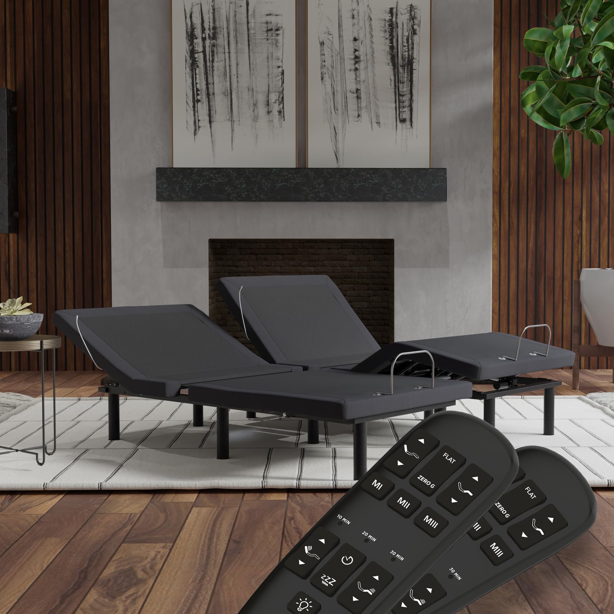 Blissful Nights e6 Adjustable Bed Frame with Voice Control - Split Cal King Size, Massage, USB Ports, Nightlight, Anti-Snore & Zero Gravity Functions, Wireless Remote, Tool-Free Assembly - Perfect for Home Theater, Reading, and Back Pain Relief