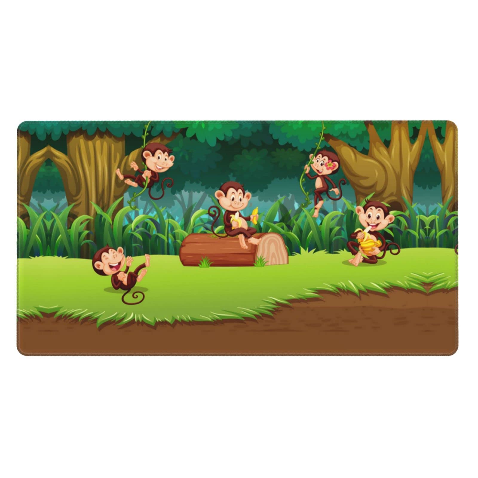 Cute Monkey Mouse Pad - Large Extended Rubber Desk Pad (29.5x16 inches) for Keyboard & Mouse - Perfect for Office, Gaming & Home Computer Workstations
