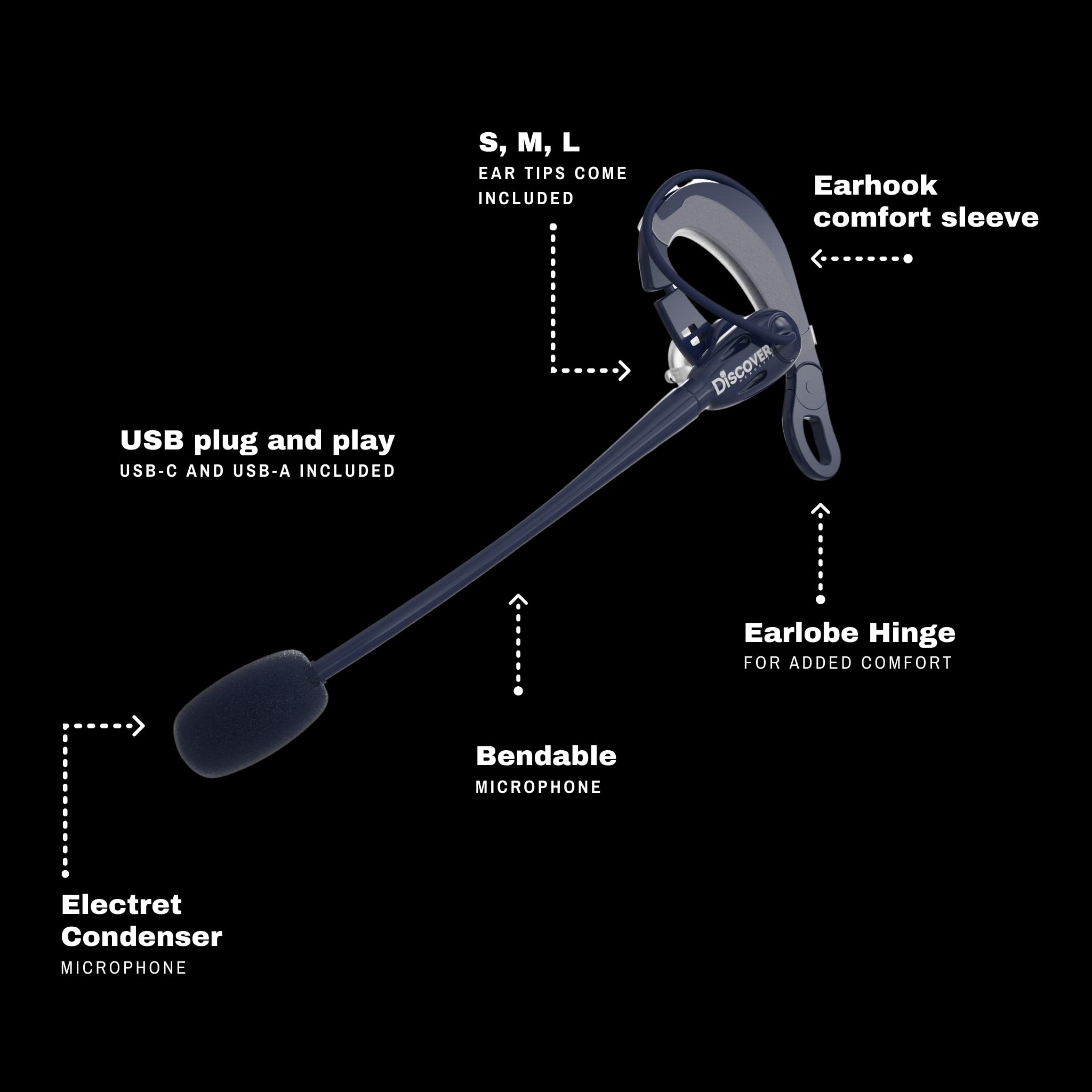 D713U USB Wired Headset with Noise Cancelling Mic for PC - Compatible with Zoom, Microsoft Teams, Cisco (USB-A/USB-C) - Perfect for Remote Work, Online Classes & Call Center Use