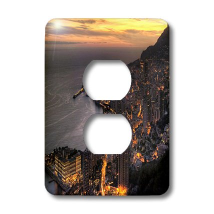 3D Rose Monaco City Sunset Decor Outlet Cover - Stylish Wall Plate for Home & Office Decor, Perfect for Living Room, Bedroom, or Kitchen