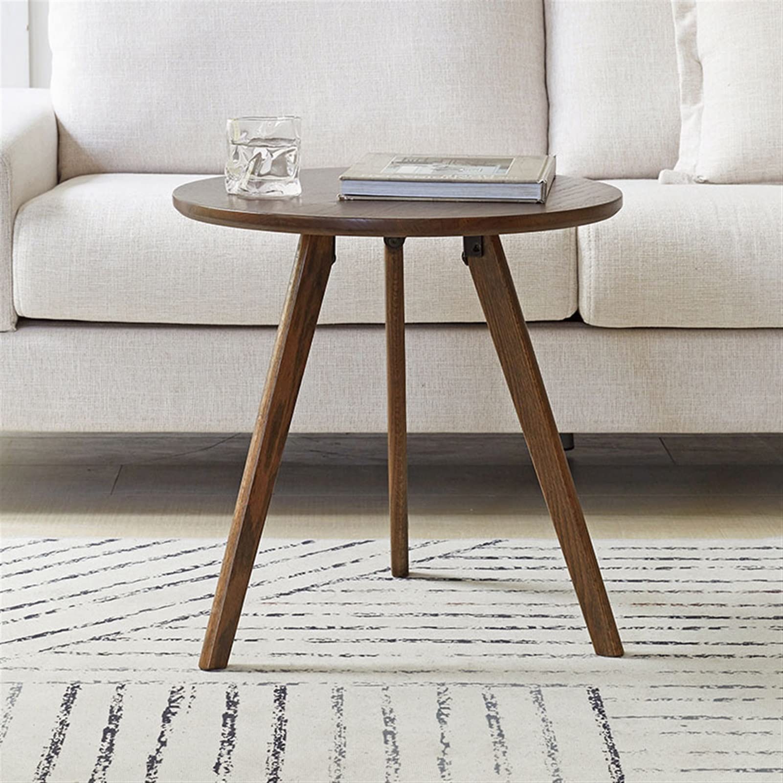 Modern Minimalist Wooden Round Coffee Table - Simple Design Side Table for Living Room, Bedroom, Balcony & Hotel - Small Home Furniture for Coffee, Books & Decor