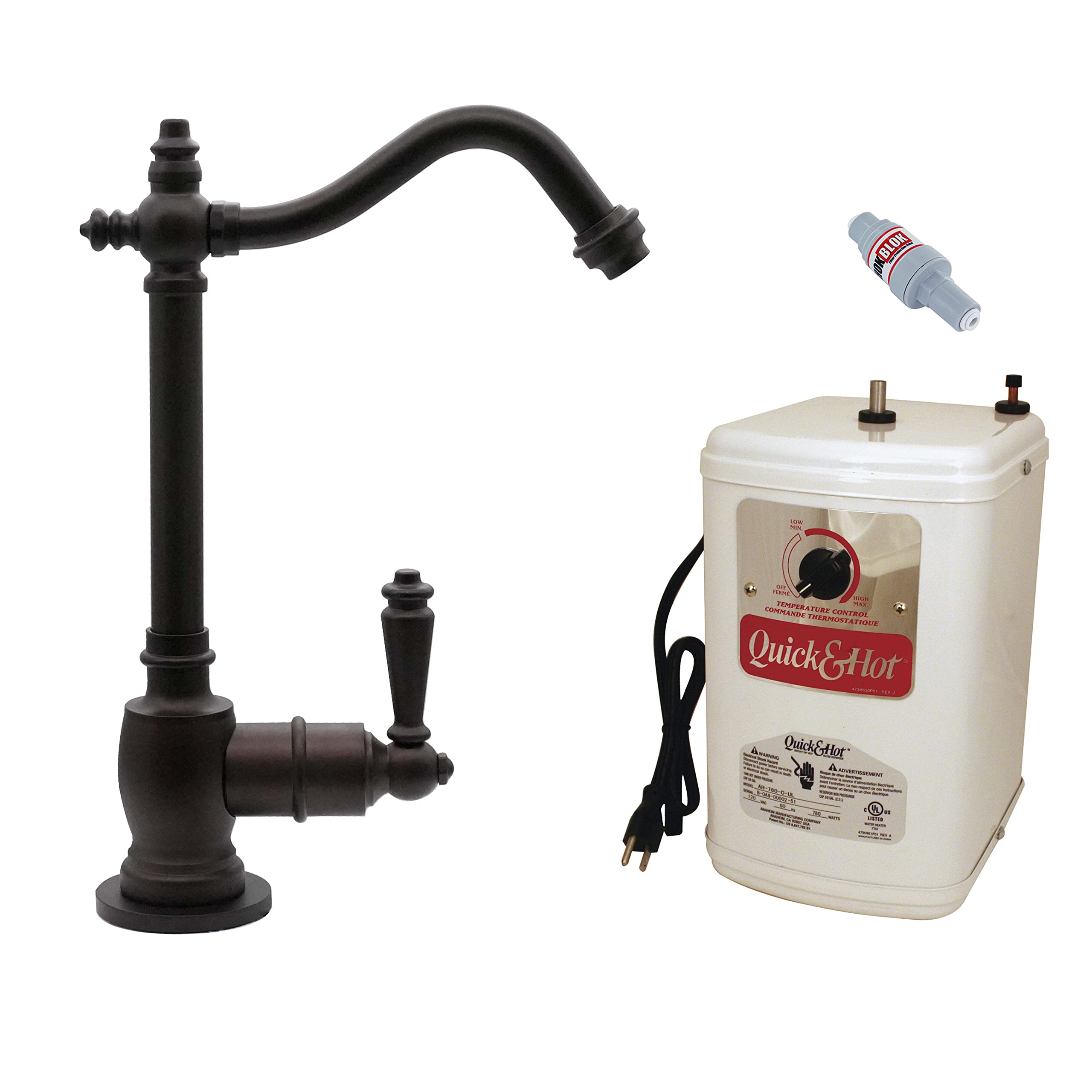Westbrass D204HFP-12 Victorian 9-Inch Single Handle Hot Water Dispenser Faucet with Instant Heating Tank System - Oil Rubbed Bronze Finish - Perfect for Kitchen Sink, Coffee & Tea Brewing, Instant Hot Water Needs