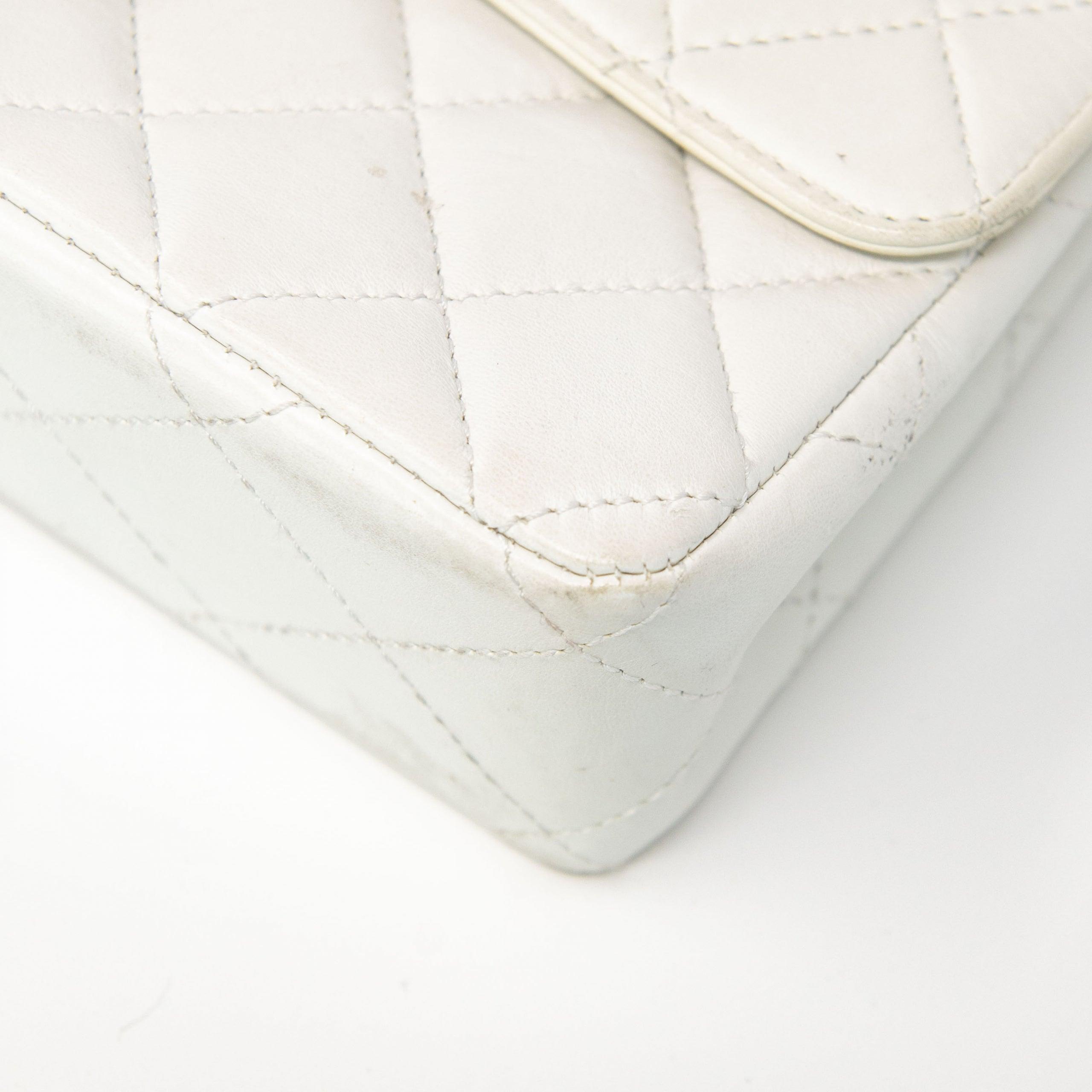 Vintage Chanel White Lambskin Classic Flap Bag - Luxury Leather Shoulder Handbag for Women | Perfect for Date Night, Parties & Special Occasions