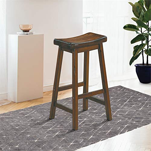 Pemberly Row 2-Pack Cherry Bar Stools with Saddle Seat & Footrest - 29