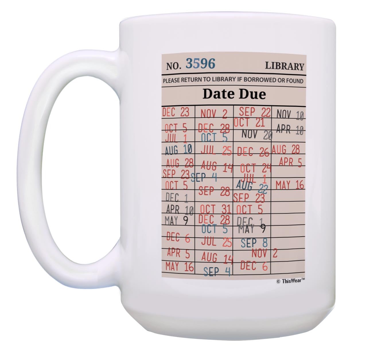 Librarian Gifts - 15oz Ceramic Coffee Mug with Handle | Book Lover Gift for Women | Library Card Design | Perfect Reading Mug for Bookworms, Teachers & Bibliophiles - Ideal for Coffee Breaks, Office Use & Book Club Meetings