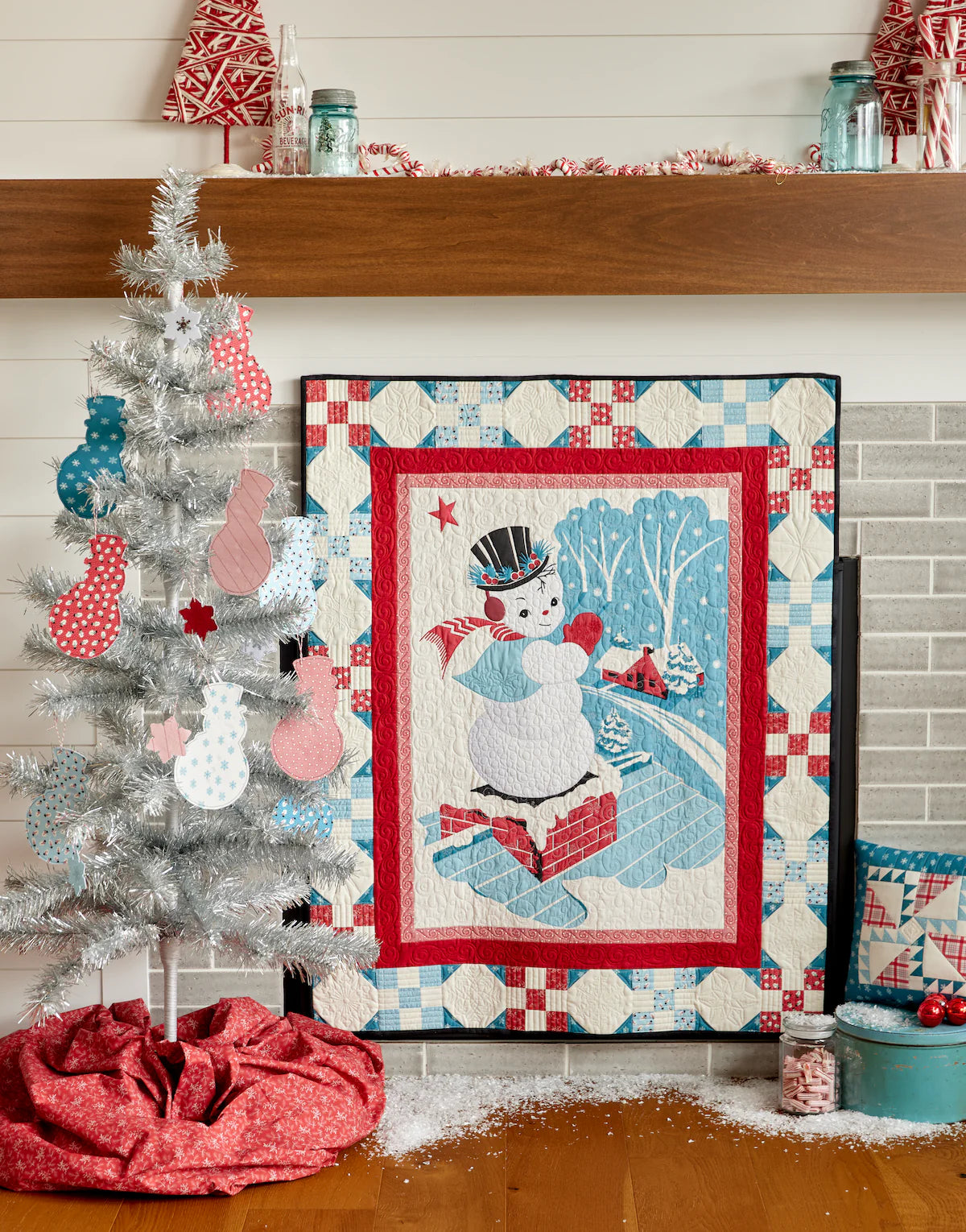Buttermilk Basin Winter in Snowtown Fabric - Children's Snowball Fight Design by The Yard - Perfect for Quilting, Sewing, and Holiday Craft Projects