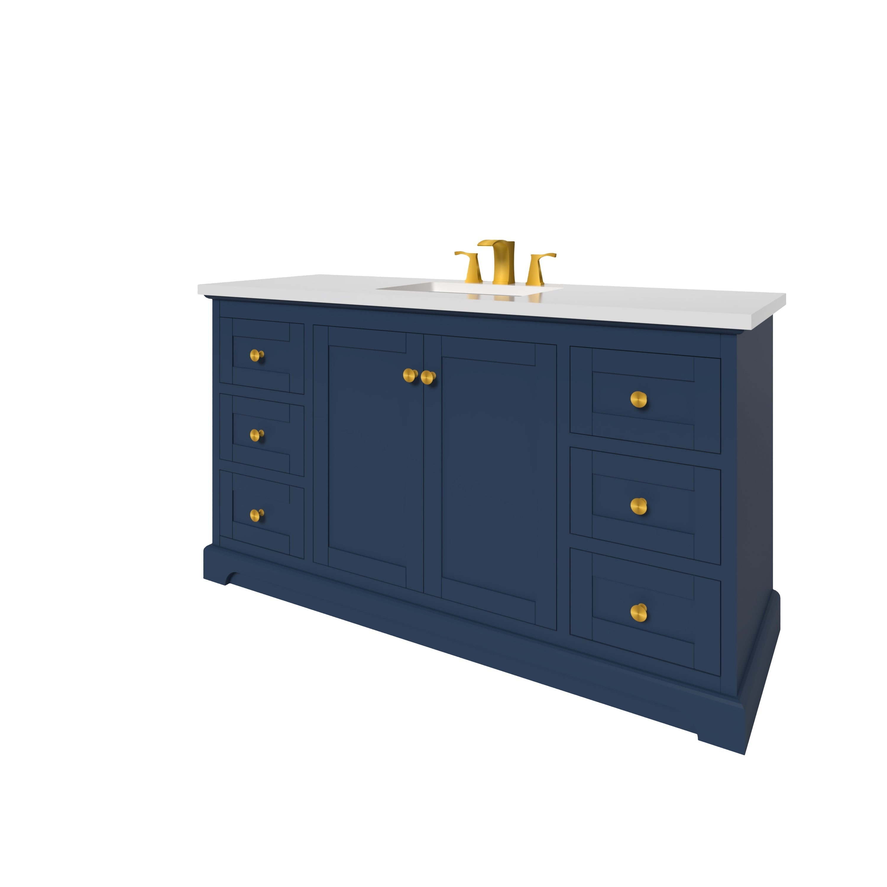 Marietta 59.5 Inch Single Bathroom Vanity Blue Cabinet Only - Modern Bathroom Storage Solution for Small Spaces & Powder Rooms