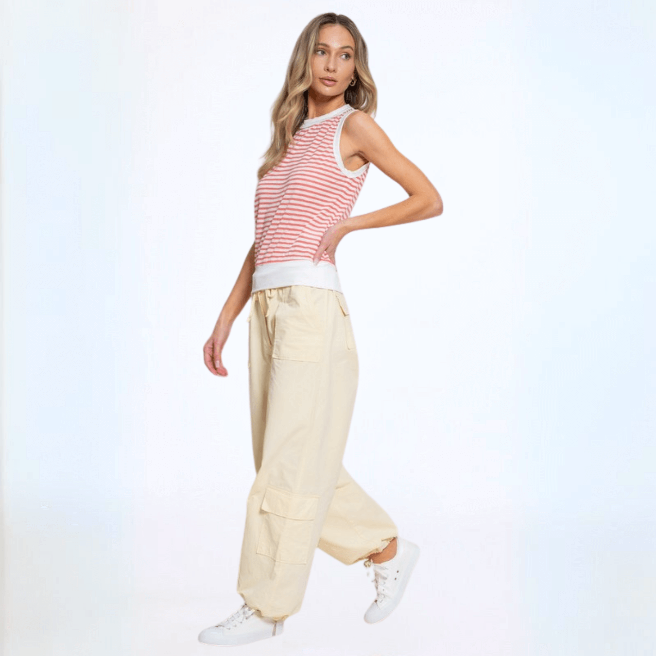 Light & Lux Semi-Sheer Striped Tank Top - Made in USA | Comfortable & Stylish for Casual Wear, Layering & Summer Outfits