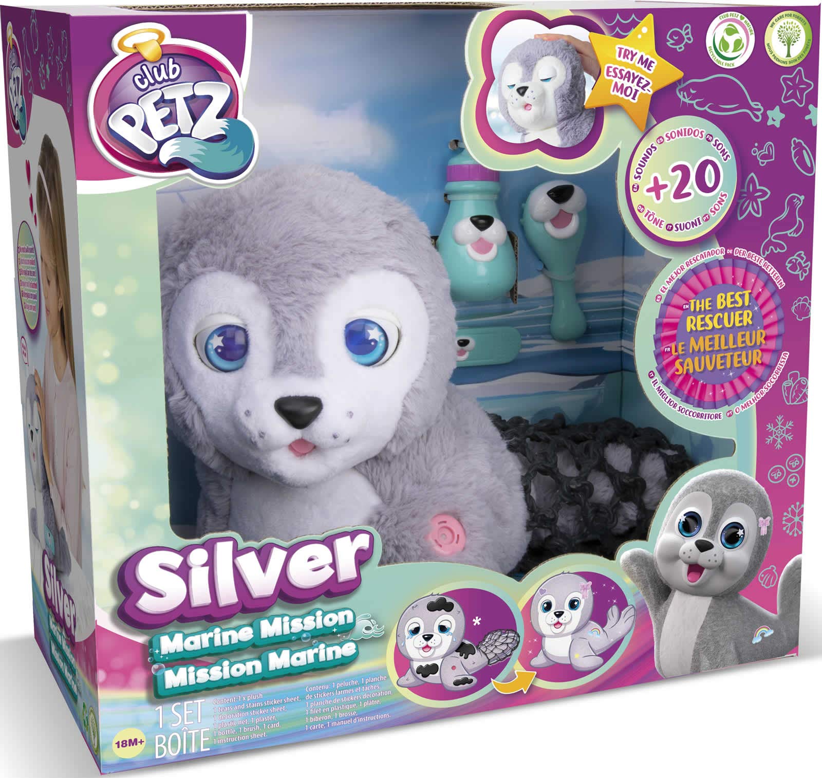 Club Petz Silver Marine Mission Toy - Interactive Pet Playset for Kids with Realistic Sounds & Accessories - Perfect for Pretend Play & Adventure Scenarios