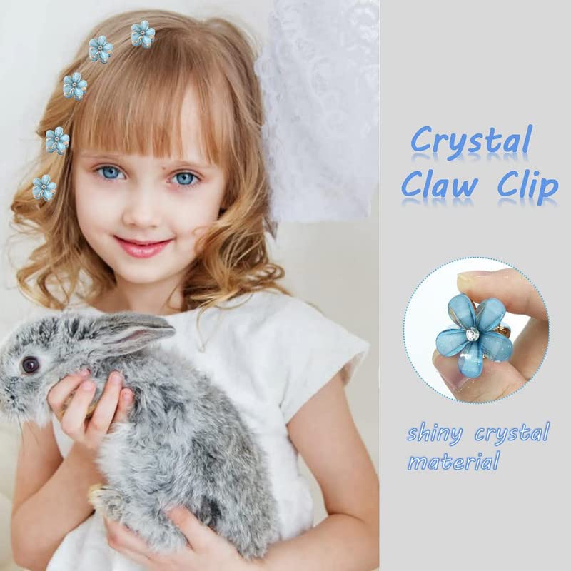BELICIA 12 Packs Crystal Flower Hair Clips - Spring Floral Pearl Hair Clips for Women & Girls, Mini Flower Crystal Claw Clips & Barrettes Hair Accessories for Wedding, Party, Daily Use