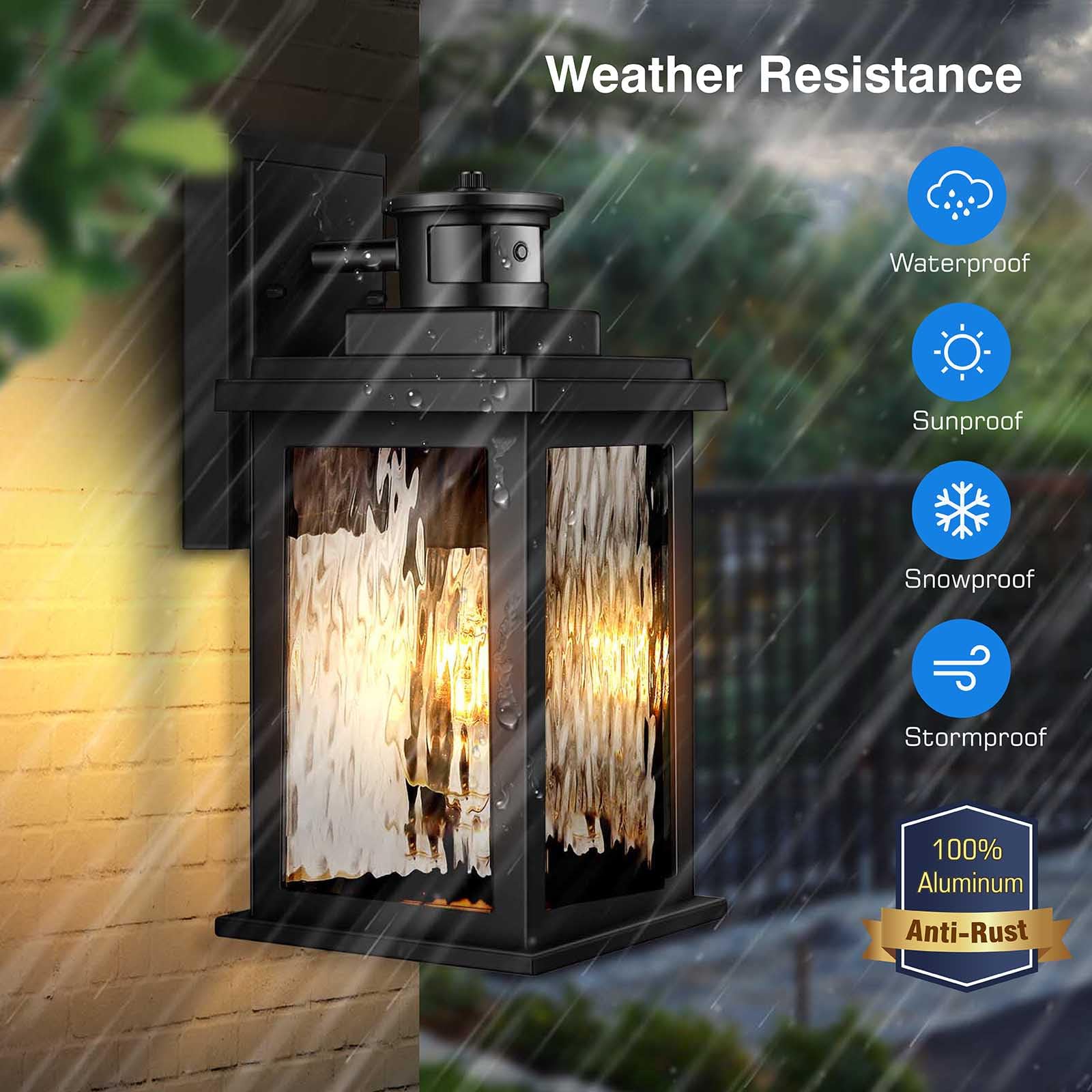 VIANIS Motion Sensor Outdoor Porch Lights - Dusk to Dawn Wall Lantern, Waterproof & Anti-Rust Matte Black Exterior Light Fixture for House, Patio, Garage - Perfect for Entryway Lighting, Backyard Security, and Front Door Illumination