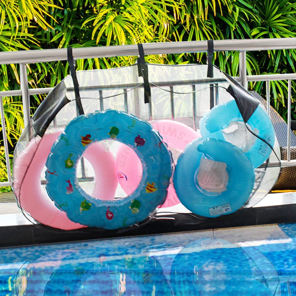 VALINK Pool Float Storage Bag - Large Hanging Net Organizer for Pool Toys, Swimming Accessories & Beach Gear - Perfect for Pool Fence, Backyard & Vacation Storage