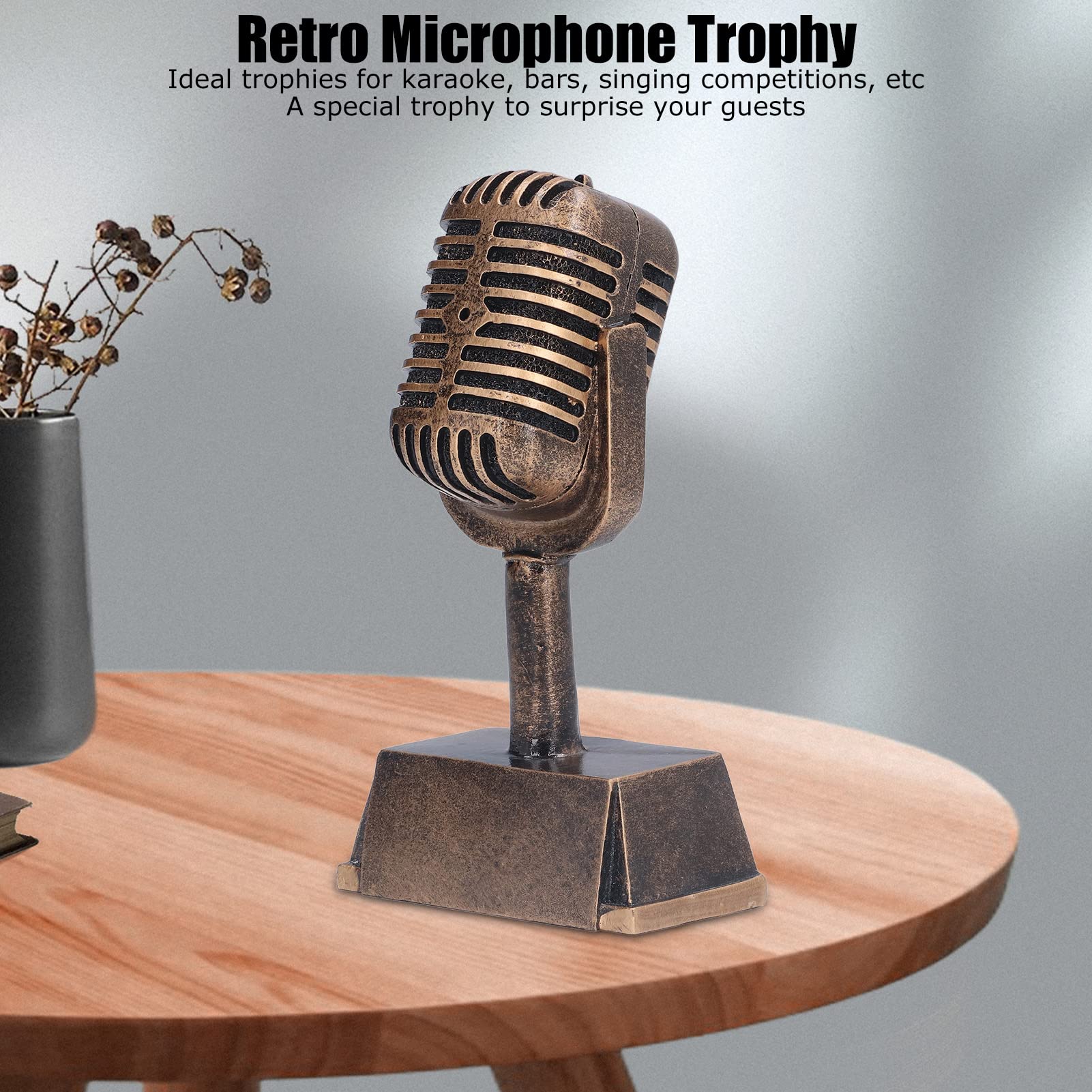 Natudeco Resin Microphone Ornament - Decorative Tabletop Singing Competition Trophy for Home & Office | Perfect for Karaoke Nights, Music Lovers & Gift Giving