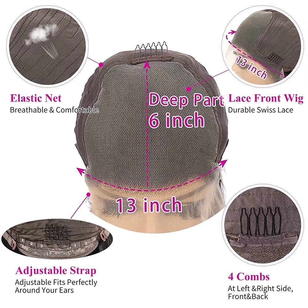 Imeya 16 Inch Body Wave Lace Front Human Hair Wig for Black Women - Glueless Transparent 13x6 HD Lace Frontal Brazilian Remy Hair with Pre-Plucked Natural Hairline & Baby Hair - 150% Density - Perfect for Daily Wear, Parties & Special Occasions
