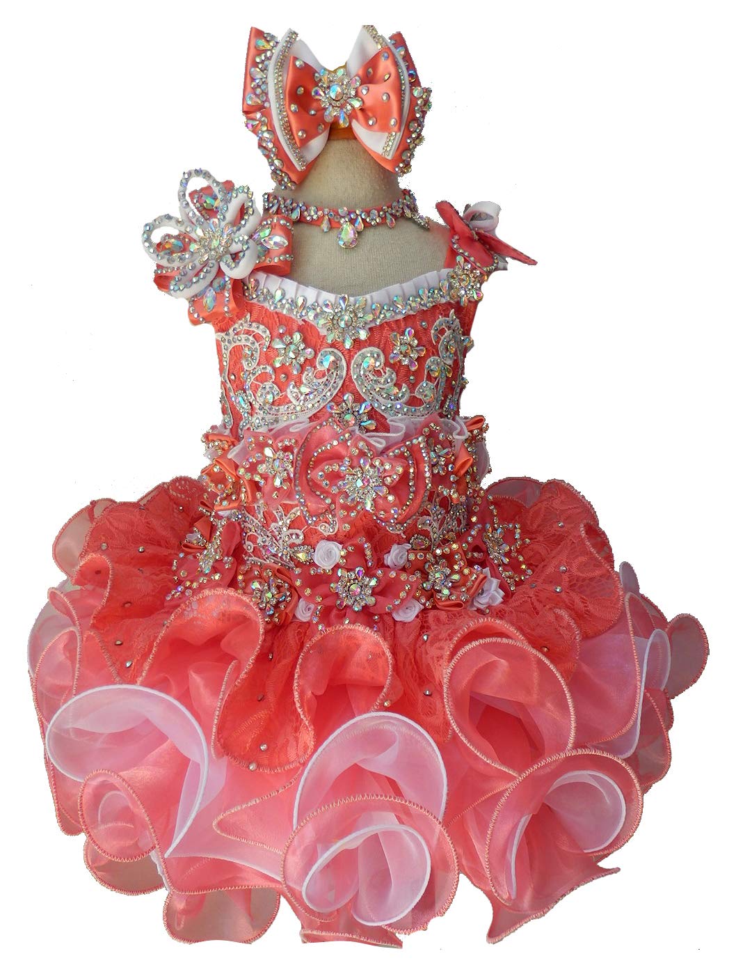 Jenniferwu G016 Peach Baby Girl's Pageant Party Dress - Elegant Toddler Birthday Outfit for 0-24 Months | Perfect for Christening, Photo Shoots & Special Occasions