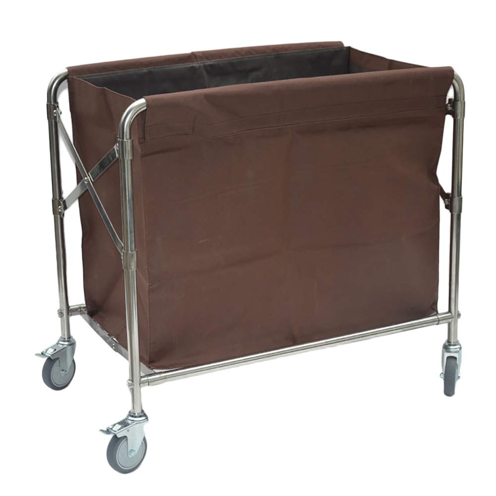 Collapsible Rolling Laundry Hamper with Wheels - Foldable Storage Cart, Removable Waterproof Canvas Basket for Clothes Sorting (Brown, Small) - Perfect for Bedroom, Laundry Room & Dorm Organization