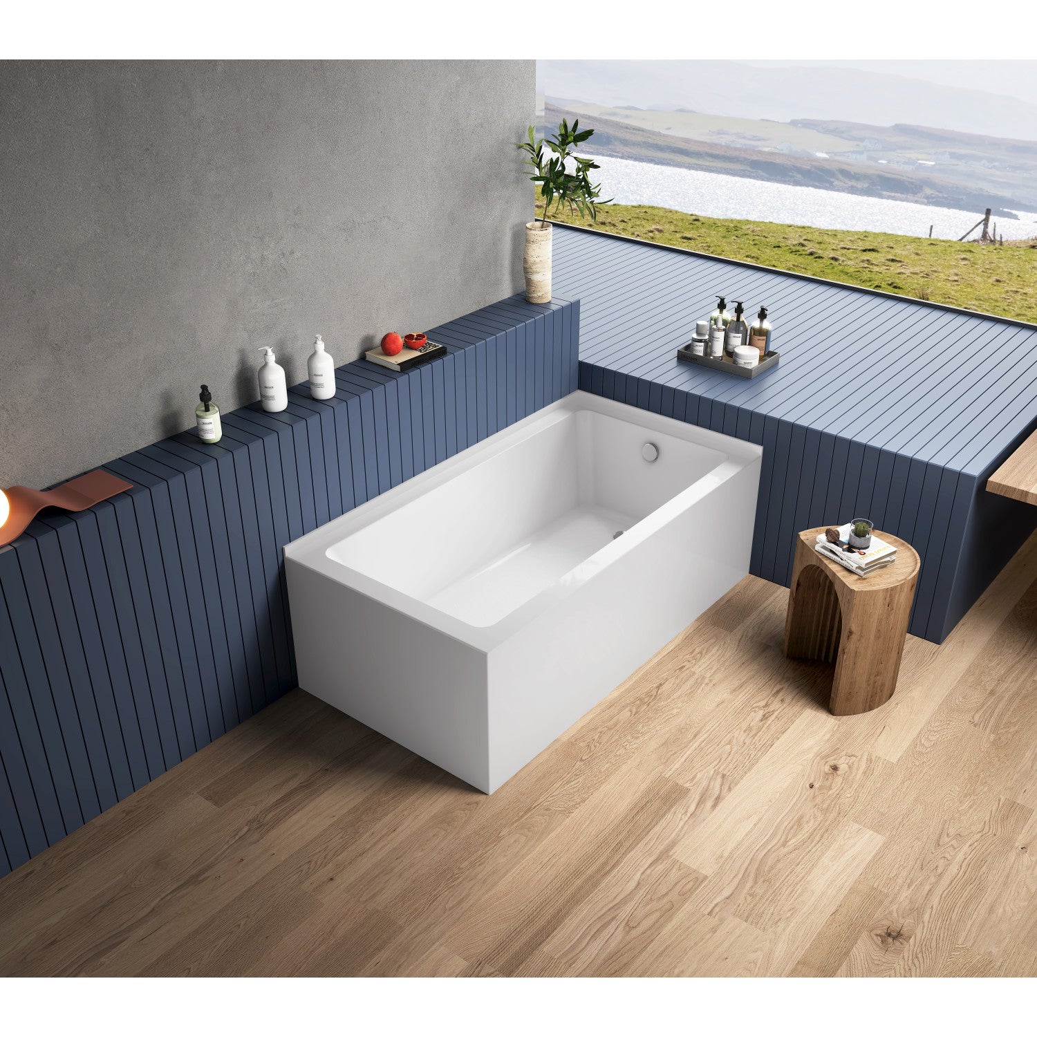 Aqua Eden VTAP6032R21TS 60 Inch Acrylic Rectangular 2 Wall Corner Alcove Bathtub - Right Hand Drain, Glossy White - Perfect for Small Bathrooms & Modern Home Spa Experience