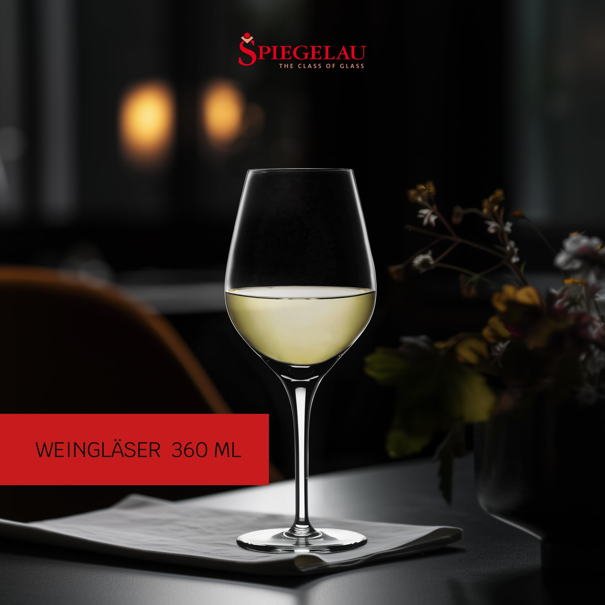 Spiegelau Authentis Small White Wine Glasses - Set of 4 Crystal Clear 360ml Wine Glasses for Chardonnay, Sauvignon Blanc & Riesling - Perfect for Dinner Parties, Wine Tasting & Gifts