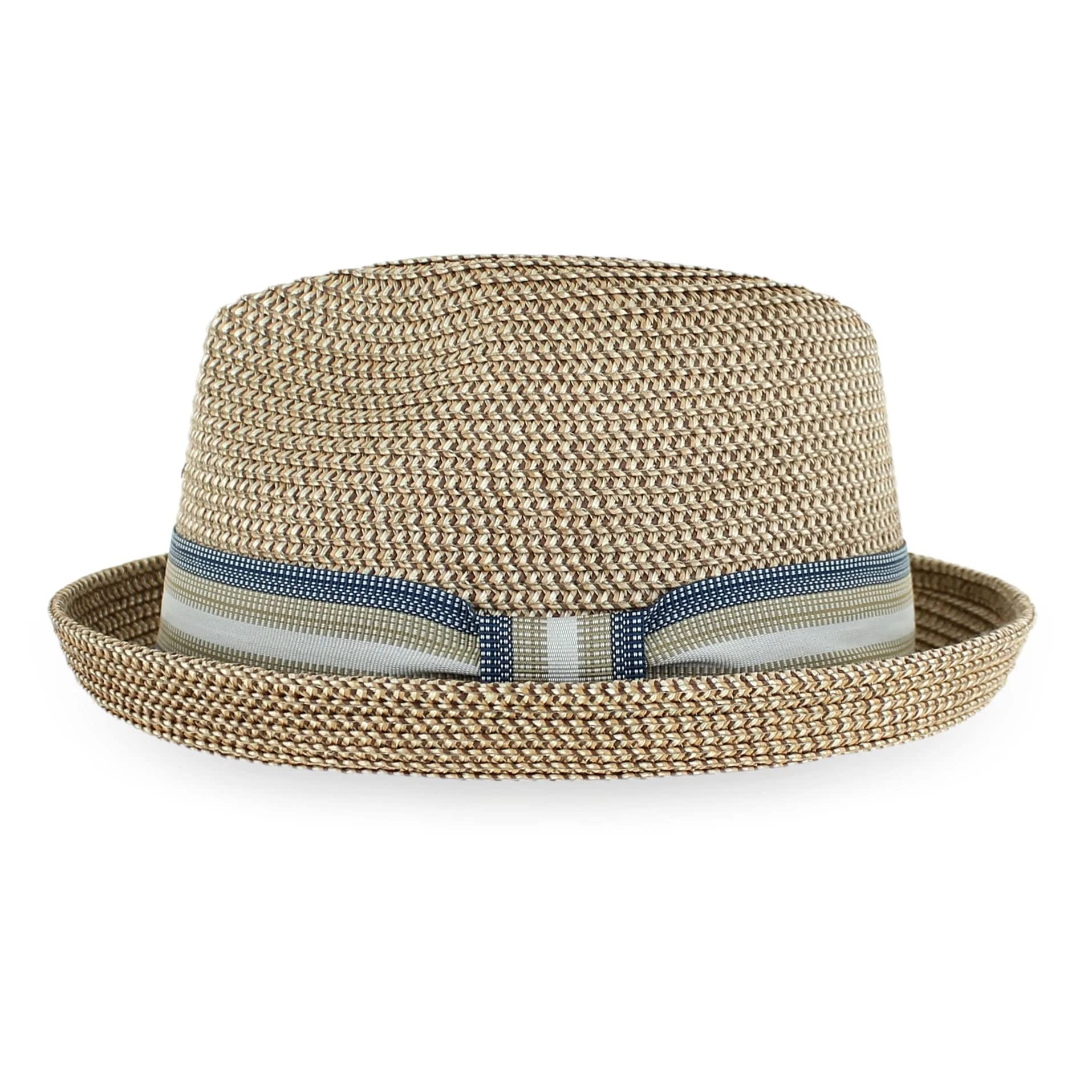 Stylish Belfry Summer Straw Pork Pie Trilby Fedora Hat for Men & Women - Blue, Tan, Black | Perfect for Beach, Outdoor Parties & Casual Wear