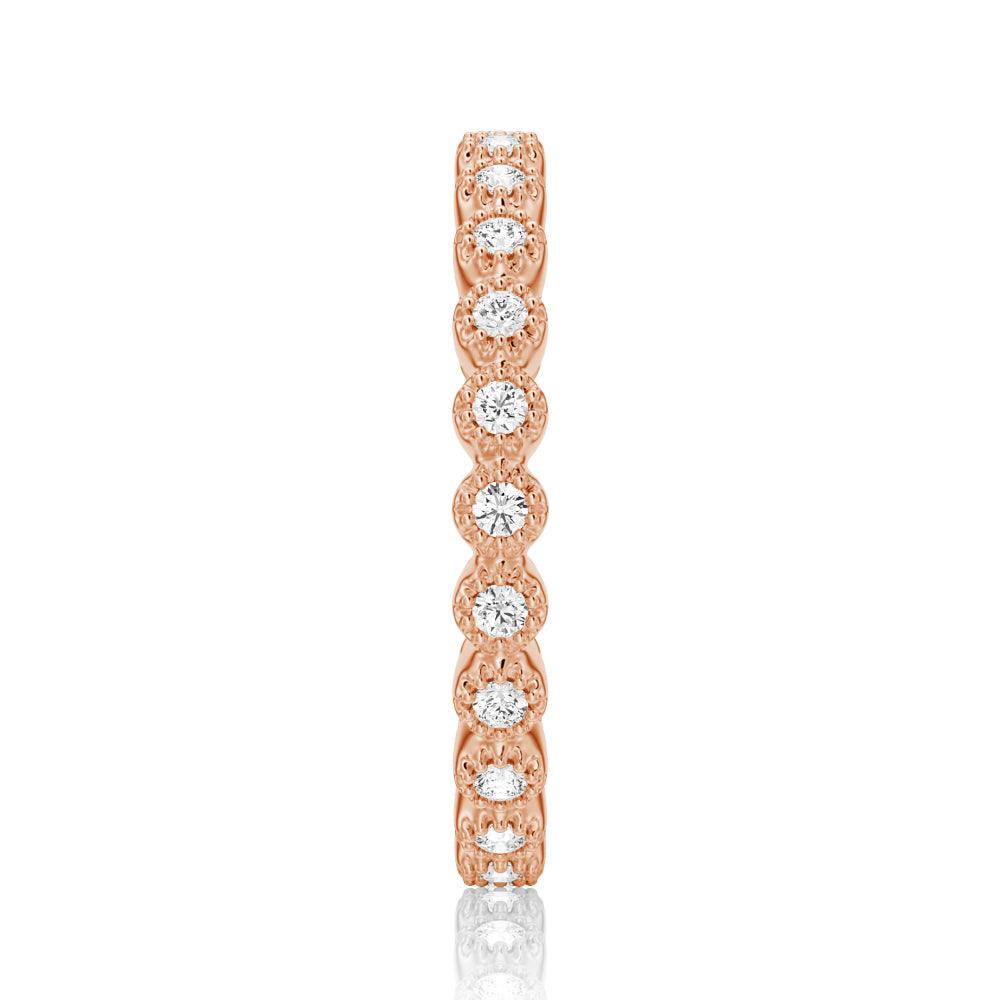 Bezel Set Moissanite Eternity Ring for Women - 14K Gold Wedding Band, Stackable Anniversary Ring, Durable Everyday Jewelry Gift for Her