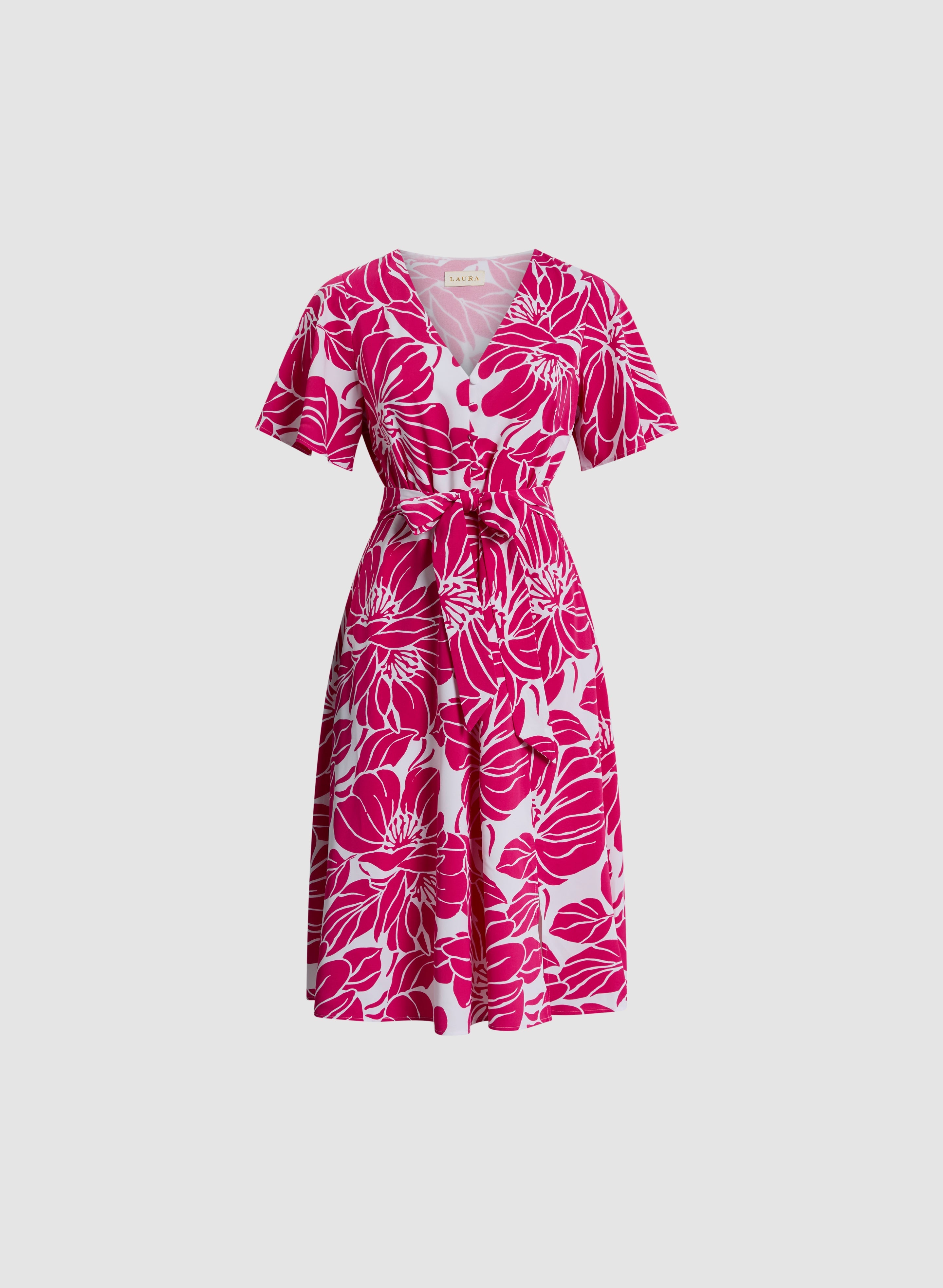 Elegant Floral Self-Tie Sash Dress for Women - Summer Wedding Guest Outfit & Garden Party Dress