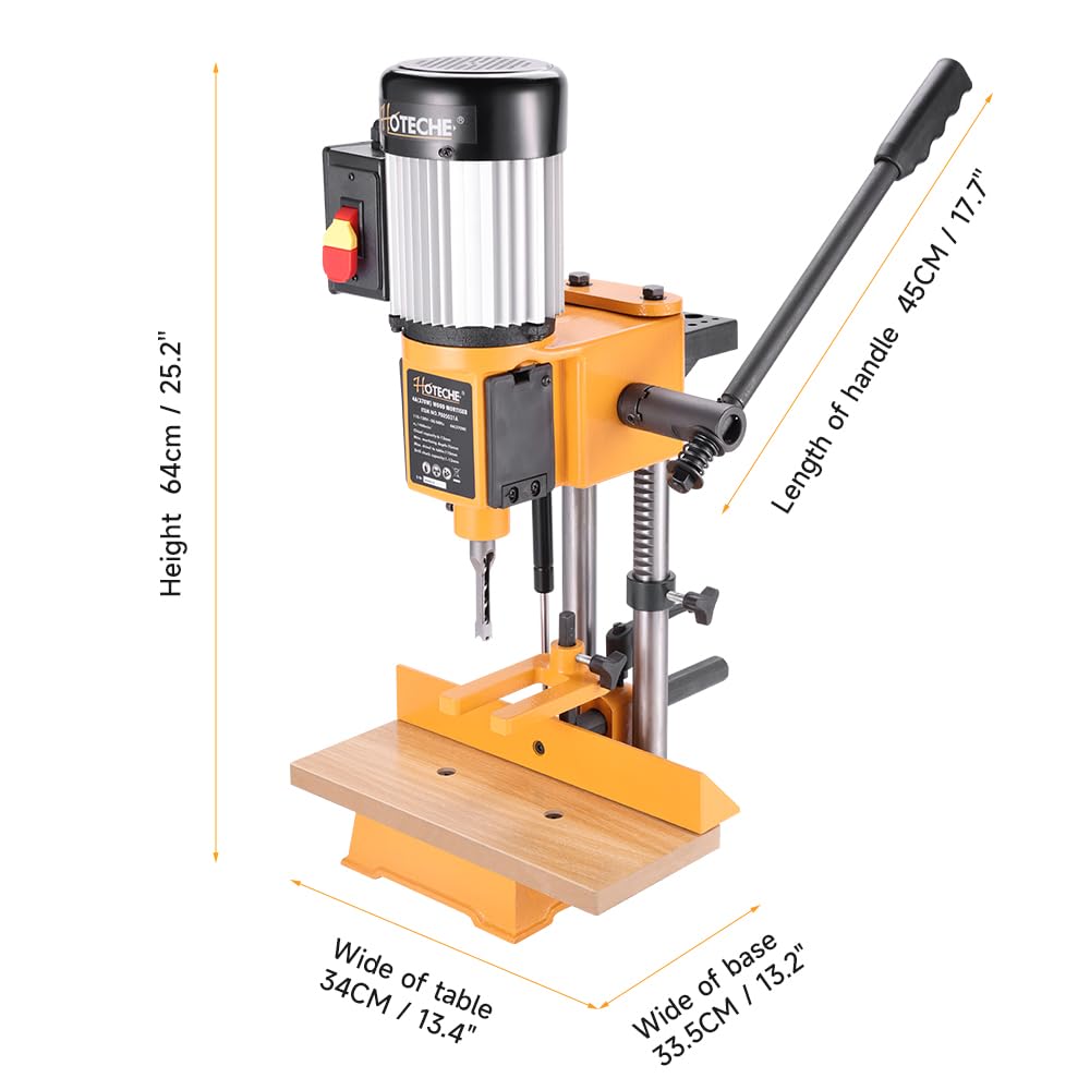Hoteche 1/2HP Benchtop Wood Mortiser Machine with 3/8-Inch Chisel - Heavy Duty Mortising Tool for Cabinet Making, Furniture Joinery & Woodworking Projects