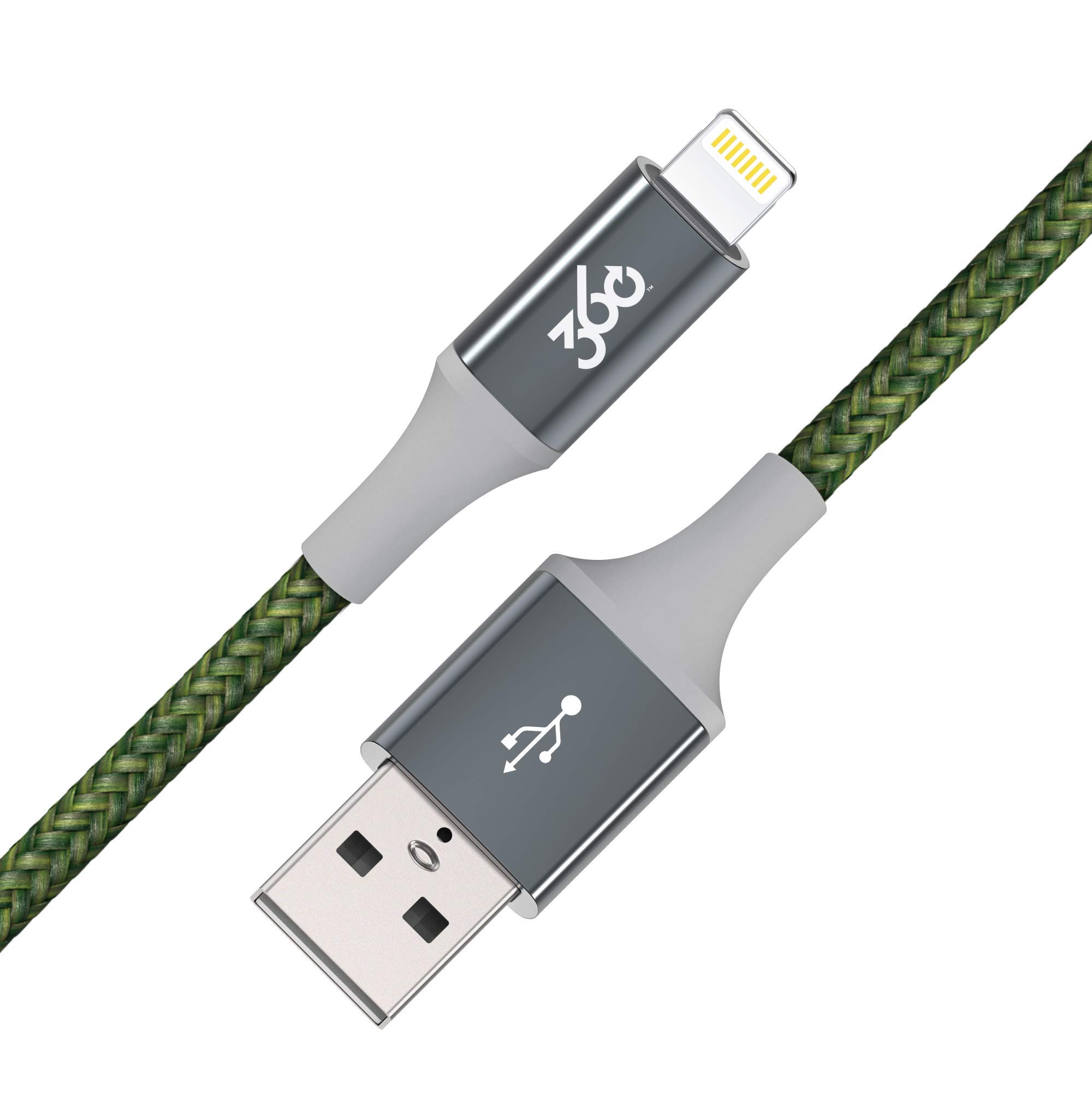 Premium 8ft Braided Lightning Cable - MFi Certified Fast Charging Cord for iPhone & iPad - Durable Army Green Charger - Perfect for Home, Office, Travel & Car Charging
