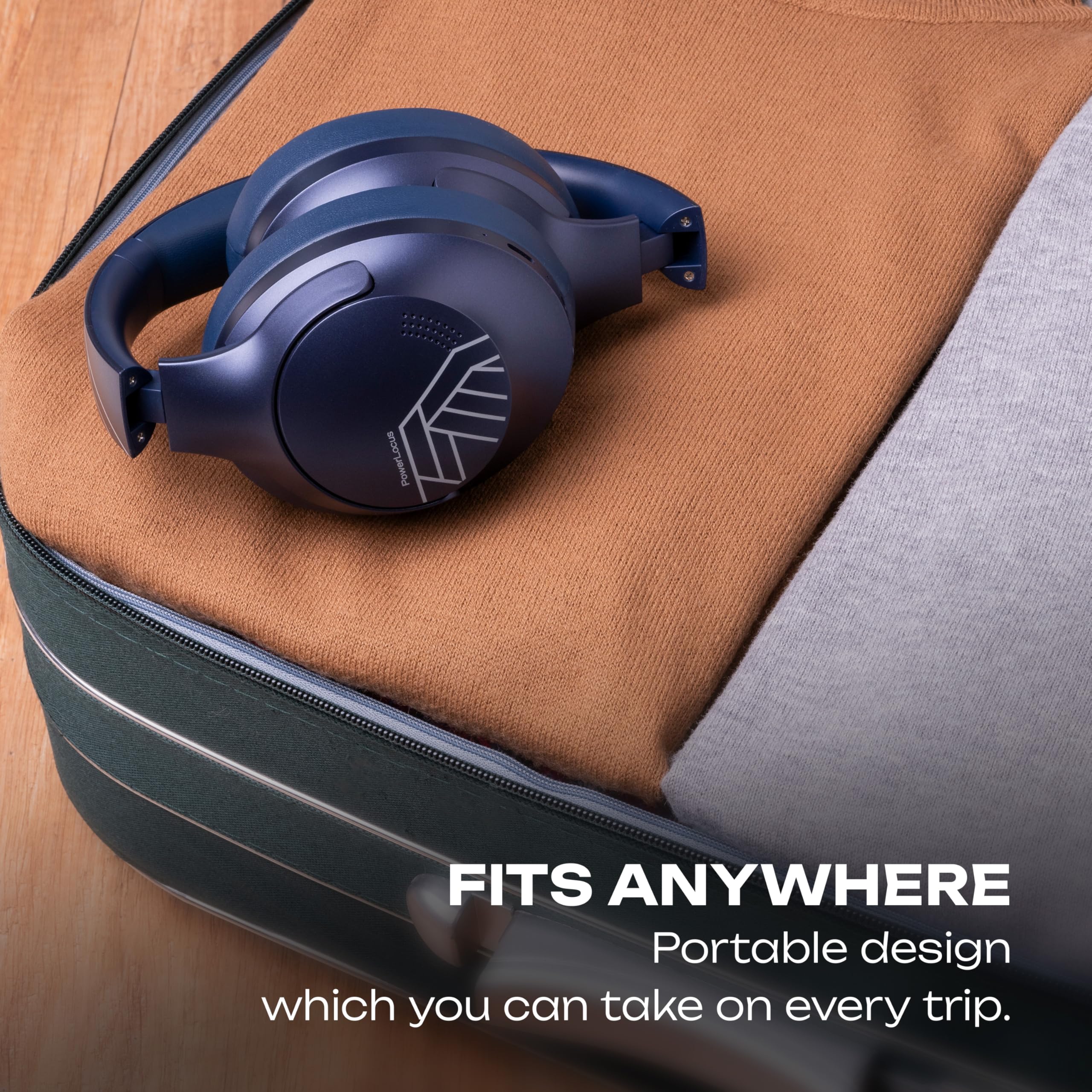 PowerLocus Bluetooth Over-Ear Headphones with 50-Hour Playtime, Foldable Wireless Headset with Built-in Mic, Lightweight HiFi Stereo Sound for Phone/PC/Travel - Perfect for Commuting, Gaming & Office Use