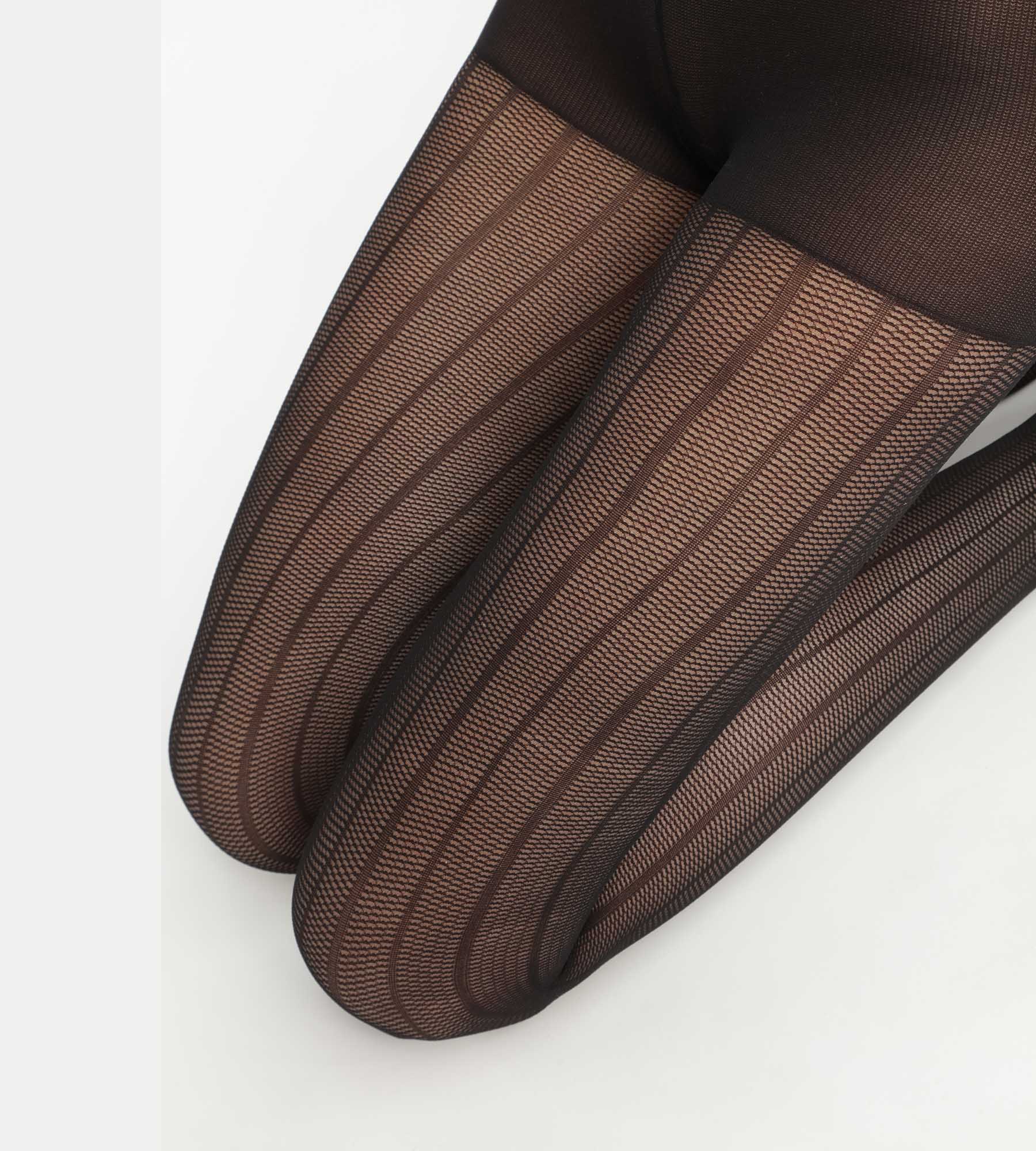 Black Linear Pattern Sheer Tights for Women - Elegant & Comfortable Hosiery for Office, Party & Everyday Wear