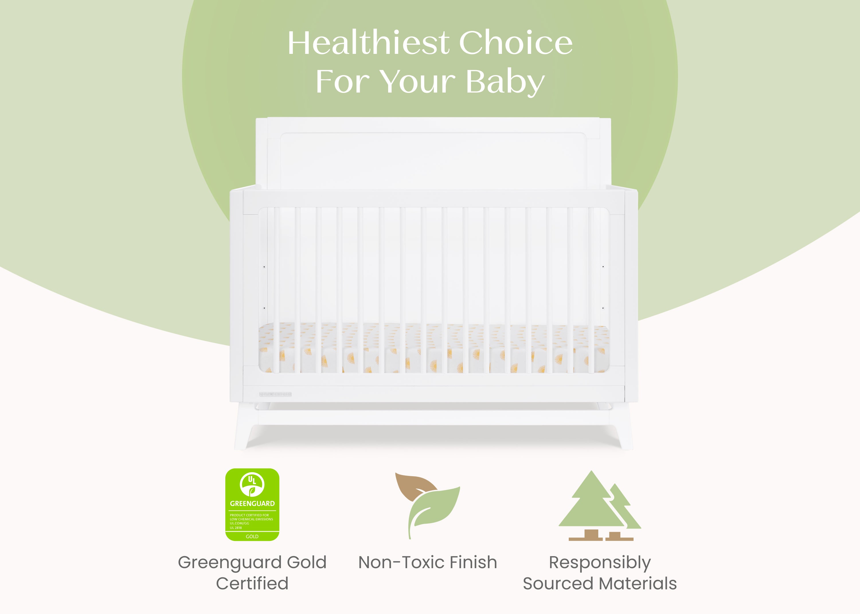 Convertible 6-in-1 Baby Crib by Spencer - Nursery Furniture That Grows with Your Child from Newborn to Toddler Bed