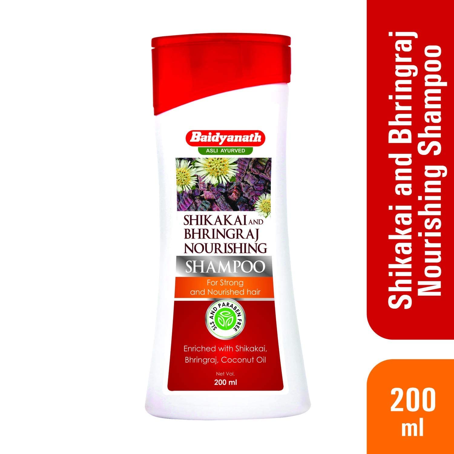 Baidyanath Asli Ayurvedic Shikakai & Bhringraj Hair Strengthening Shampoo with Coconut Oil - 200ml (Pack of 2) | Sulfate Free, Paraben Free | For Thicker, Healthier Hair & Scalp Care