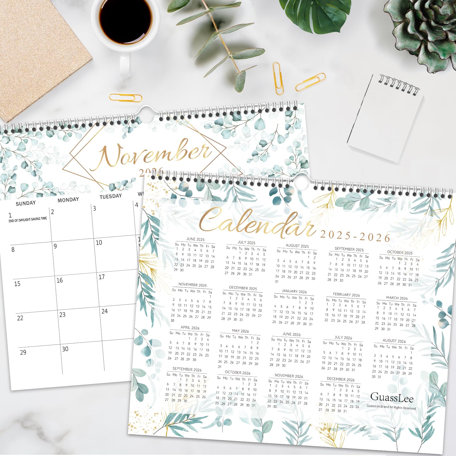GuassLee 2025-2026 Wall Calendar | 19-Month Hanging Planner (June 2025 - December 2026) | 14