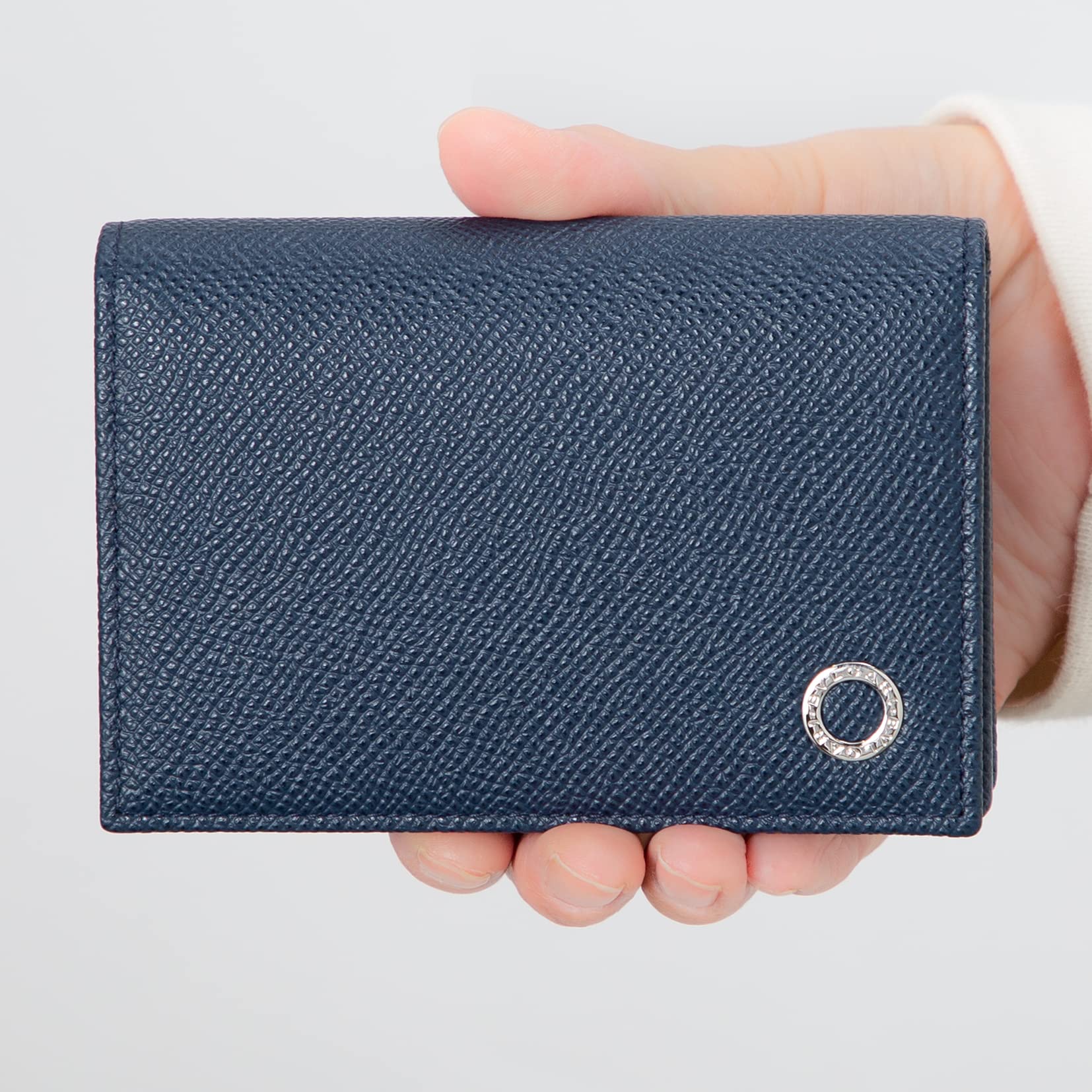 BVLGARI Men's Leather Business Card Holder - Luxury Slim RFID Blocking Wallet for Professional & Executive Use - Perfect for Office, Meetings & Networking Events