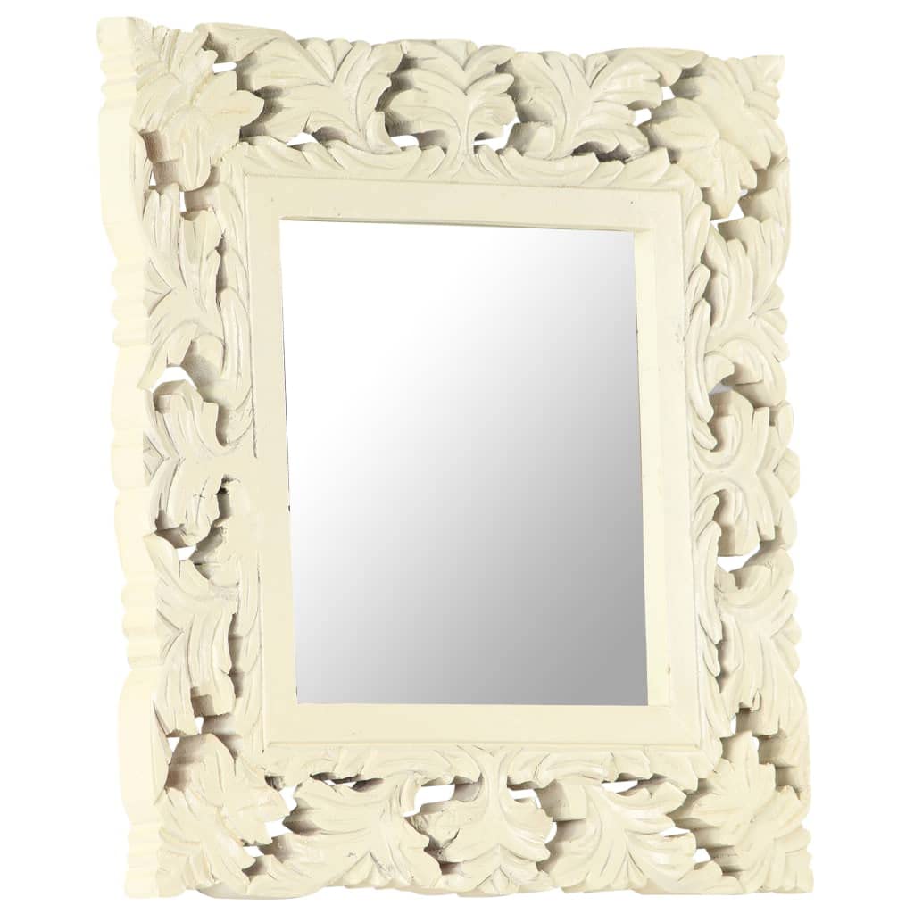 Hand Carved Solid Mango Wood Mirror - 19.7