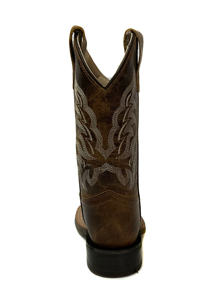 Old West BSC1979 BSY1979 Kids Square Toe Western Boots - Brown Leather Cowboy Boots for Boys & Girls | Perfect for Rodeo, Country Dance & Western Style Outfits