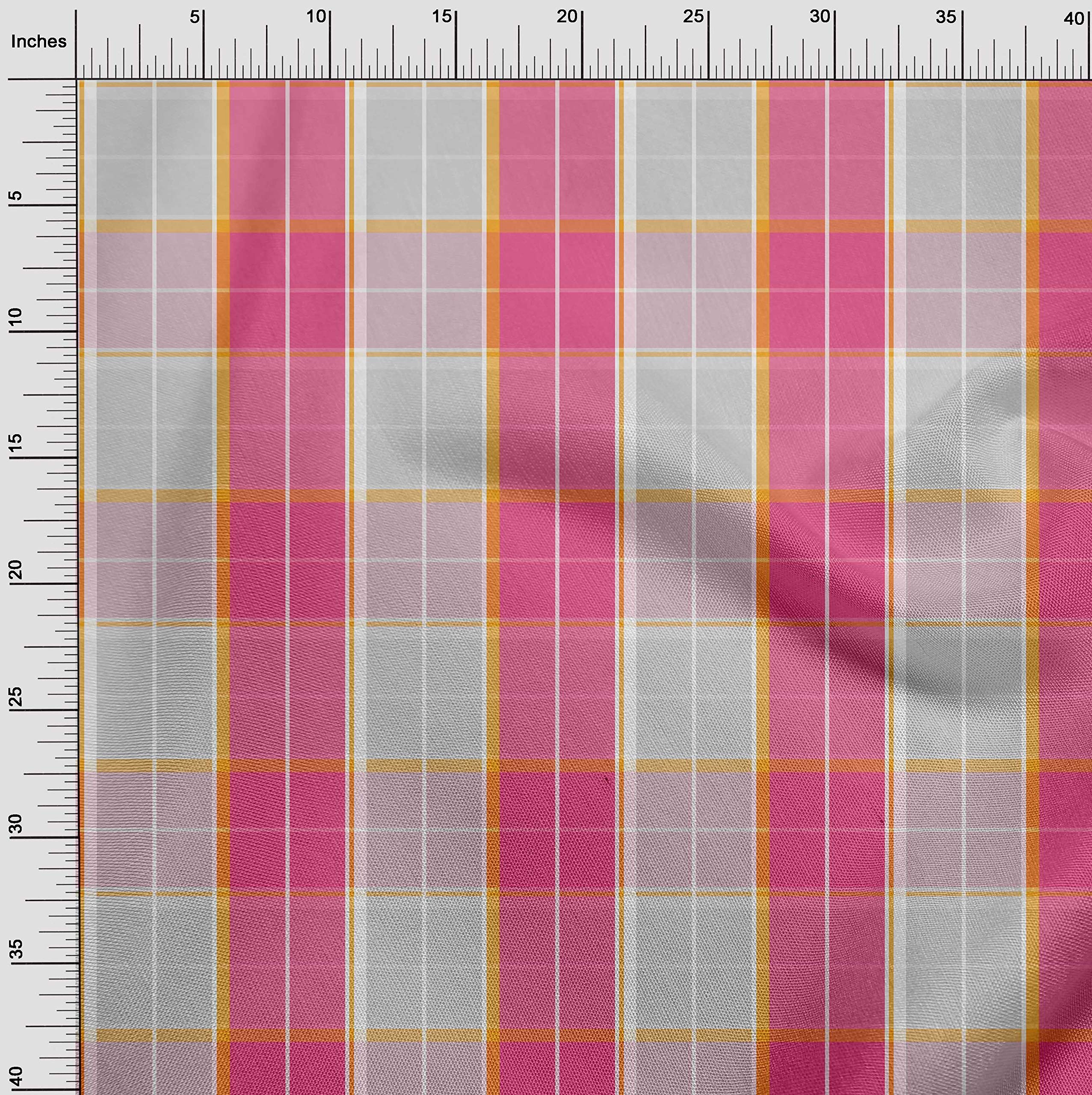 Premium 100% Cotton Poplin Fabric - Dark Pink Madras Check Dress Material, 42 Inches Wide by The Yard | Perfect for Summer Dresses, Skirts, and DIY Sewing Projects
