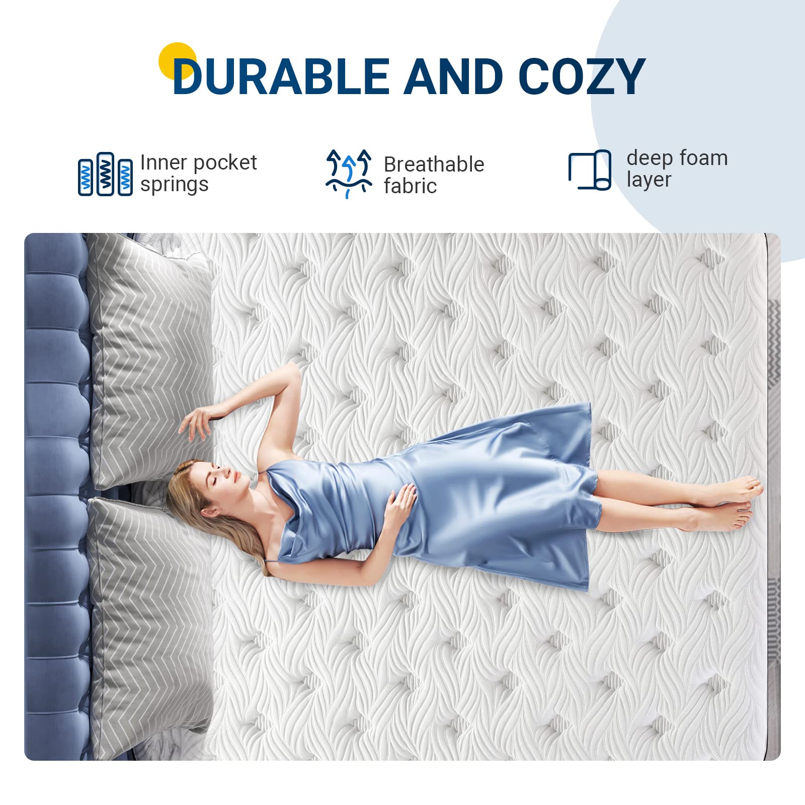 Avenco 10 Inch Full Size Hybrid Mattress - Medium Firm Gel Memory Foam & Pocketed Coils for Motion Isolation & Edge Support - Breathable Knit Fabric - Bed in a Box - Perfect for Guest Rooms, Dorms & Small Spaces