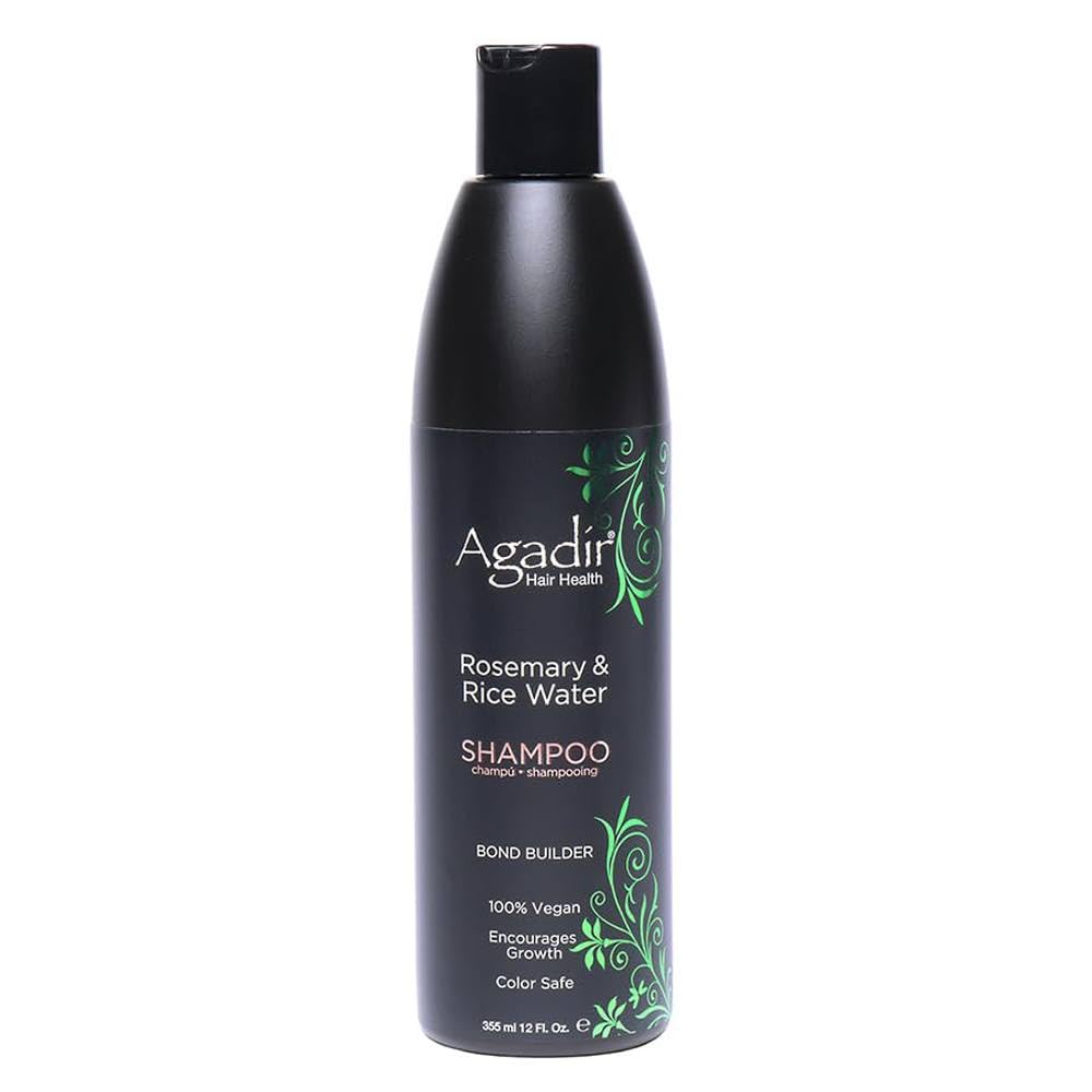 Agadir Rosemary & Rice Water Shampoo for Hair Growth & Volume - 12 oz Sulfate Free Formula - Revitalizing Shampoo for Dry, Damaged Hair - Perfect for Daily Use & Salon Quality Results