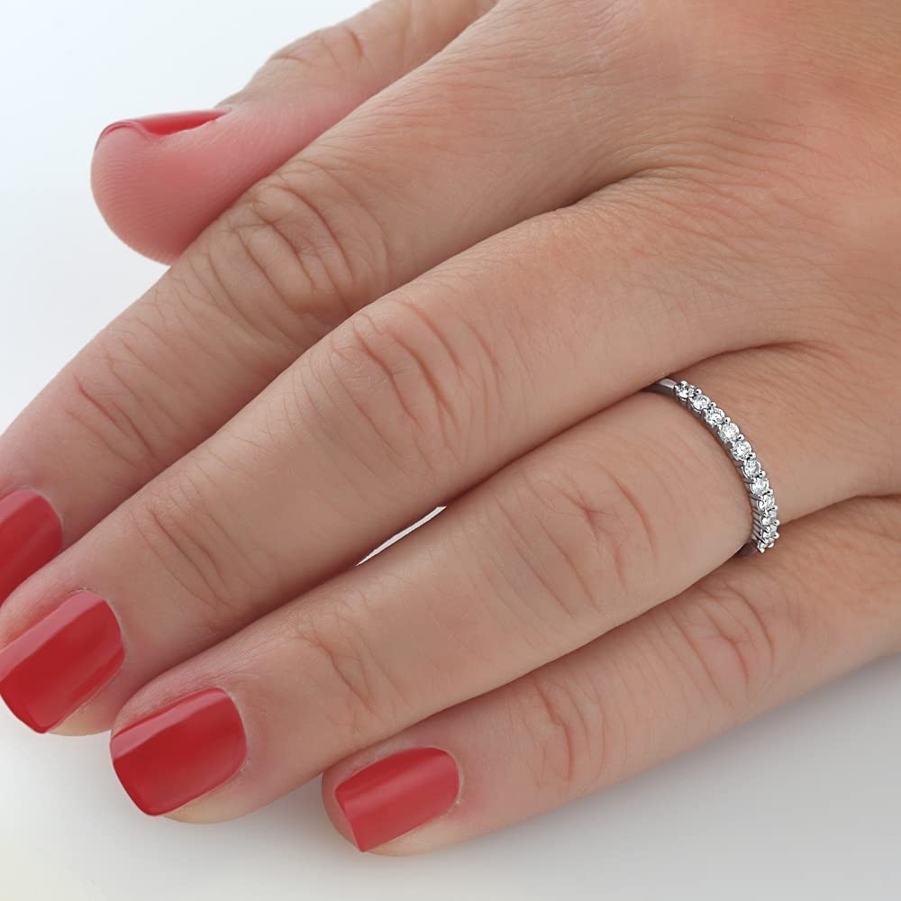 1/4 Carat 14K White Gold Diamond Wedding Stacker Guard Ring - Elegant Bridal Stacking Band for Engagement, Anniversary & Special Occasions