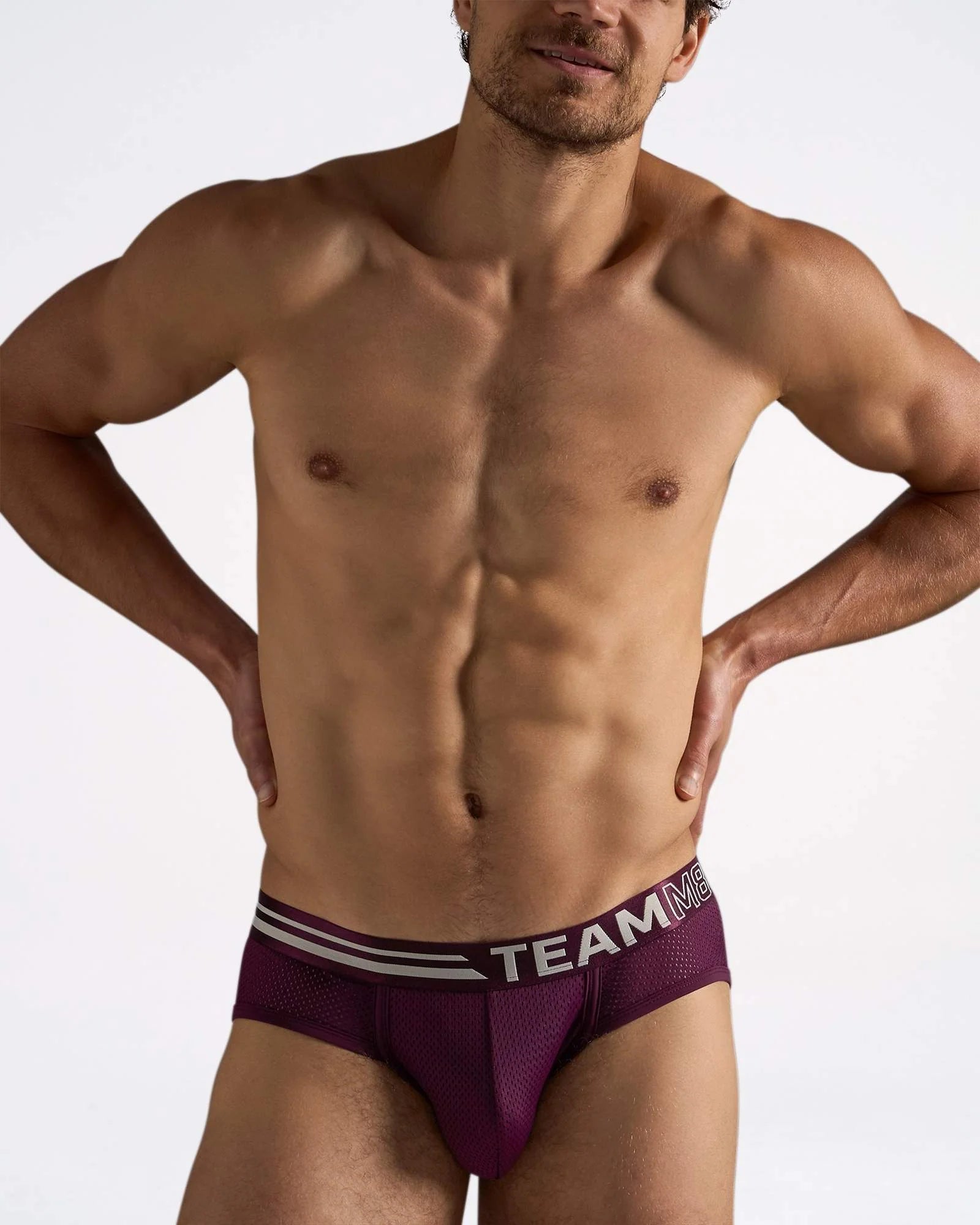 Teamm8 Racer Mesh Briefs - Comfortable Men's Underwear in Eggplant Purple for Sports & Daily Wear