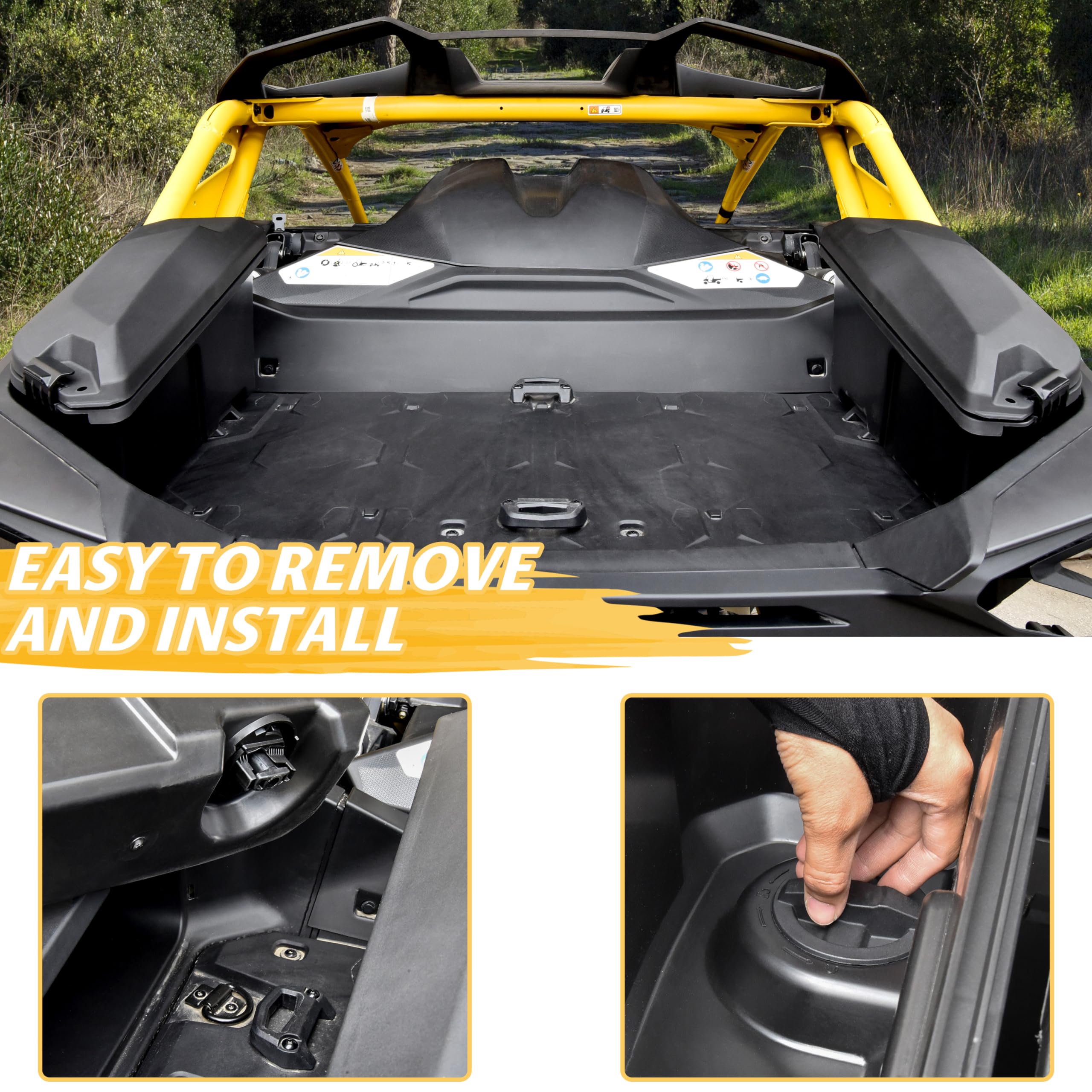 SAUTVS UTV Rear 13.5L Side Cargo Storage Boxes for Can-Am Maverick R & Maverick R MAX X RS (2024+ Models) - Water Resistant Poly Tool Box Accessories (2PCS, Replaces #715007372) - Perfect for Off-Road Gear Organization & Outdoor Adventures