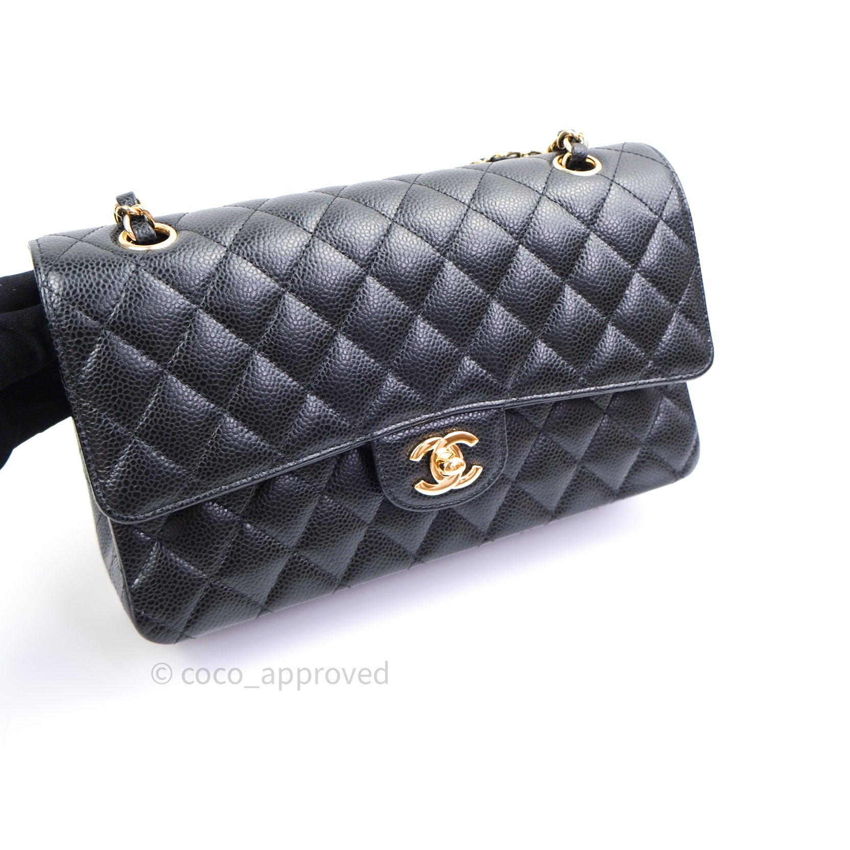 Chanel Classic Double Flap M/L Black Caviar Gold Hardware Bag - Luxury Designer Handbag for Women | Perfect for Work, Evening Events & Special Occasions