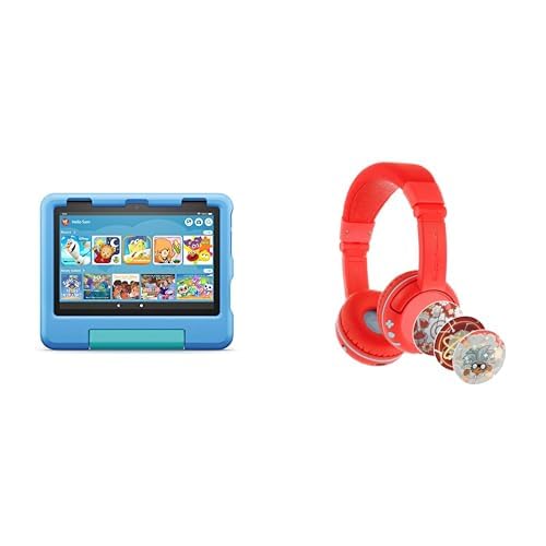 Fire HD 8 Kids Tablet 8 Inch 32GB - Blue with Kids Headset Bundle | Durable Kid-Friendly Design | Perfect for Learning, Games & Entertainment at Home or Travel