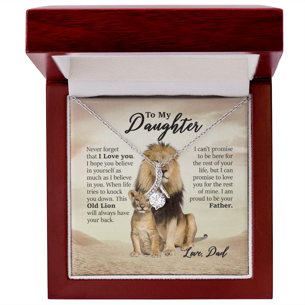 Father Daughter Necklace - Lion Love Knot Pendant Gift for Daughter from Dad | Birthday, Graduation, Christmas Present | Symbol of Unbreakable Bond & Family Love