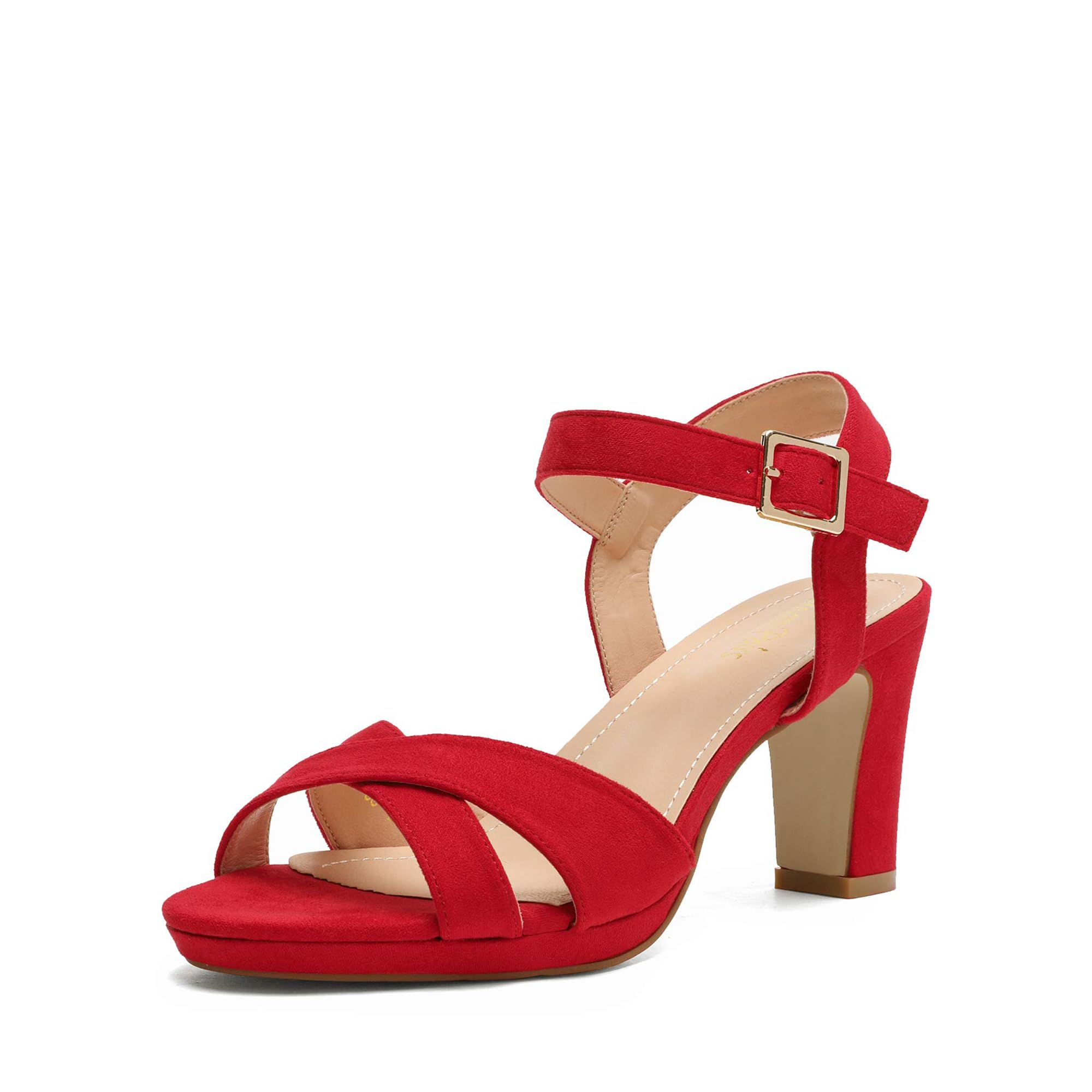DREAM PAIRS Women's Chunky Heel Open Toe Ankle Strap Sparkly Pump Sandals - Perfect for Parties, Weddings & Night Out