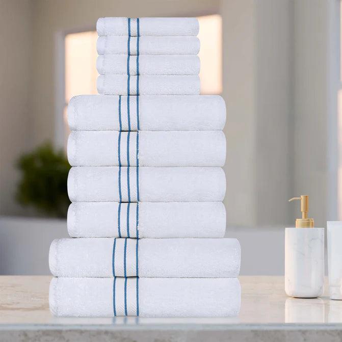 Premium Ultra Plush Turkish Cotton Bath Towel Set - 10 Piece Highly Absorbent Luxury Towels for Bathroom, Spa & Beach Use - Soft & Quick-Drying Solid Color Collection