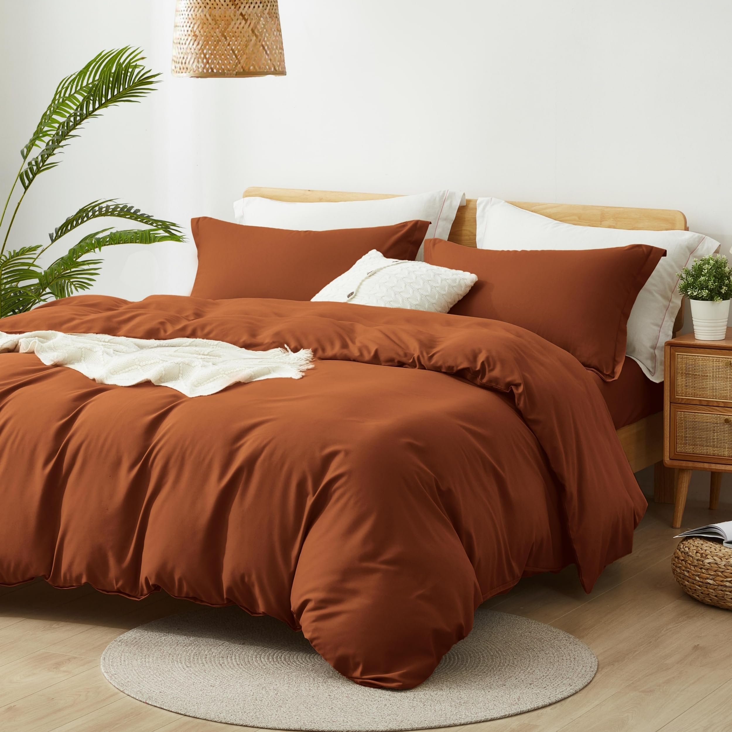 King Size Duvet Cover Set - 3 Piece Soft Double Brushed Comforter Cover with Zipper Closure & Corner Ties (104
