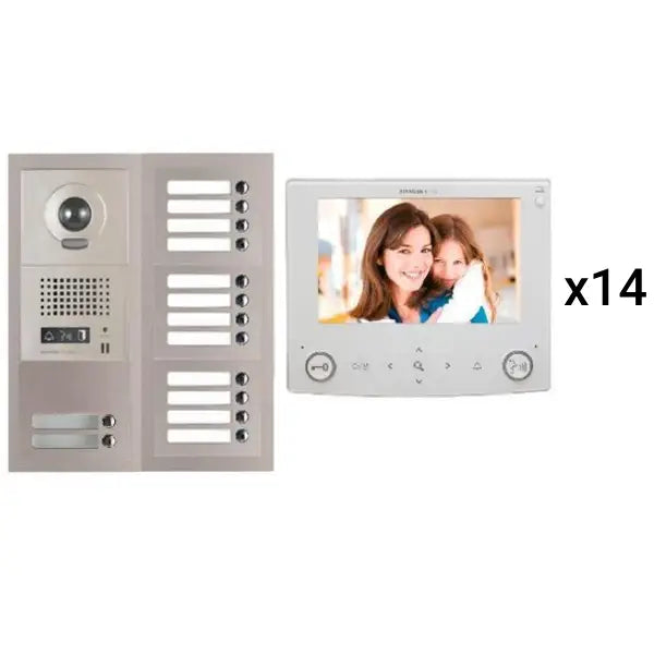 Aiphone GT 14V7 14-Unit Apartment Video Intercom System with 7 Tenants (GT 1C7) - Secure Multi-Tenant Building Communication Solution for Apartments, Condos & Offices