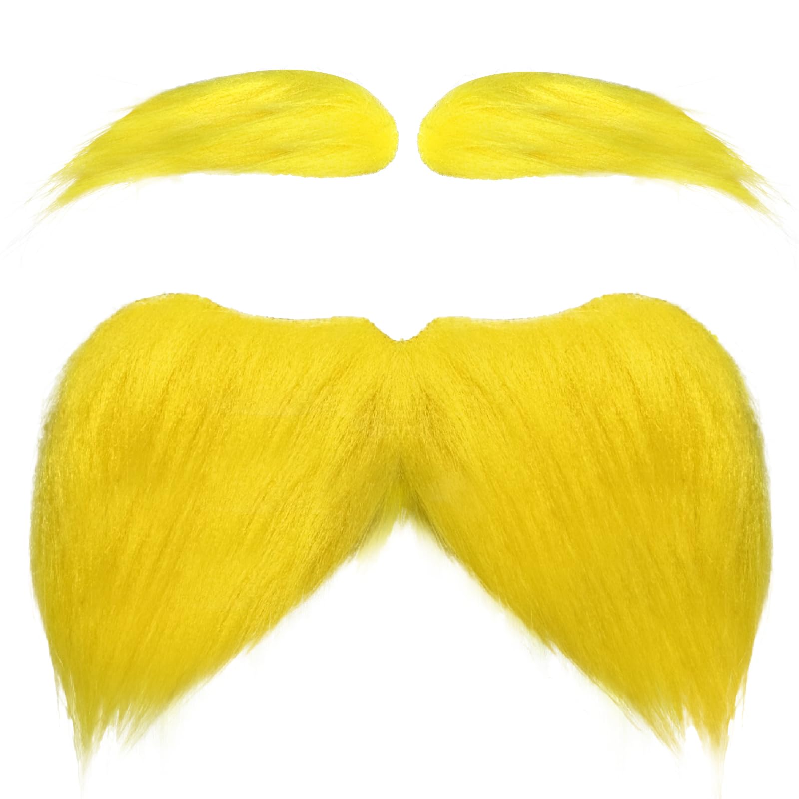 Funny Yellow Fake Mustache and Eyebrows Set - Cosplay Costume Accessories for Men & Women - Perfect for Halloween, Parties, and Themed Events